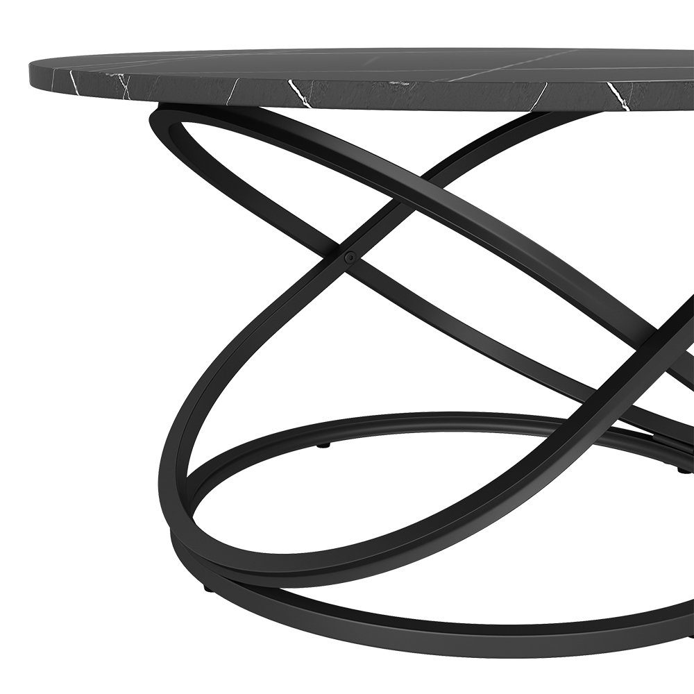 Vicco Couchtisch Calgary Schwarz/Schwarzer Marmor 79x46cm mit große Arbeitsfläche