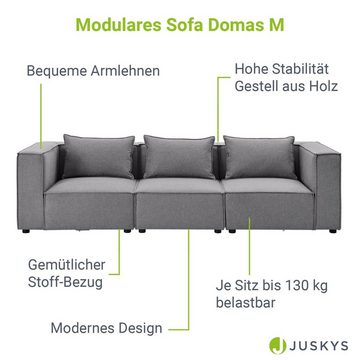 Juskys 3-Sitzer Domas, 3 Teile, M, modulare Couch für Wohnzimmer, Garnitur mit Armlehnen & Kissen