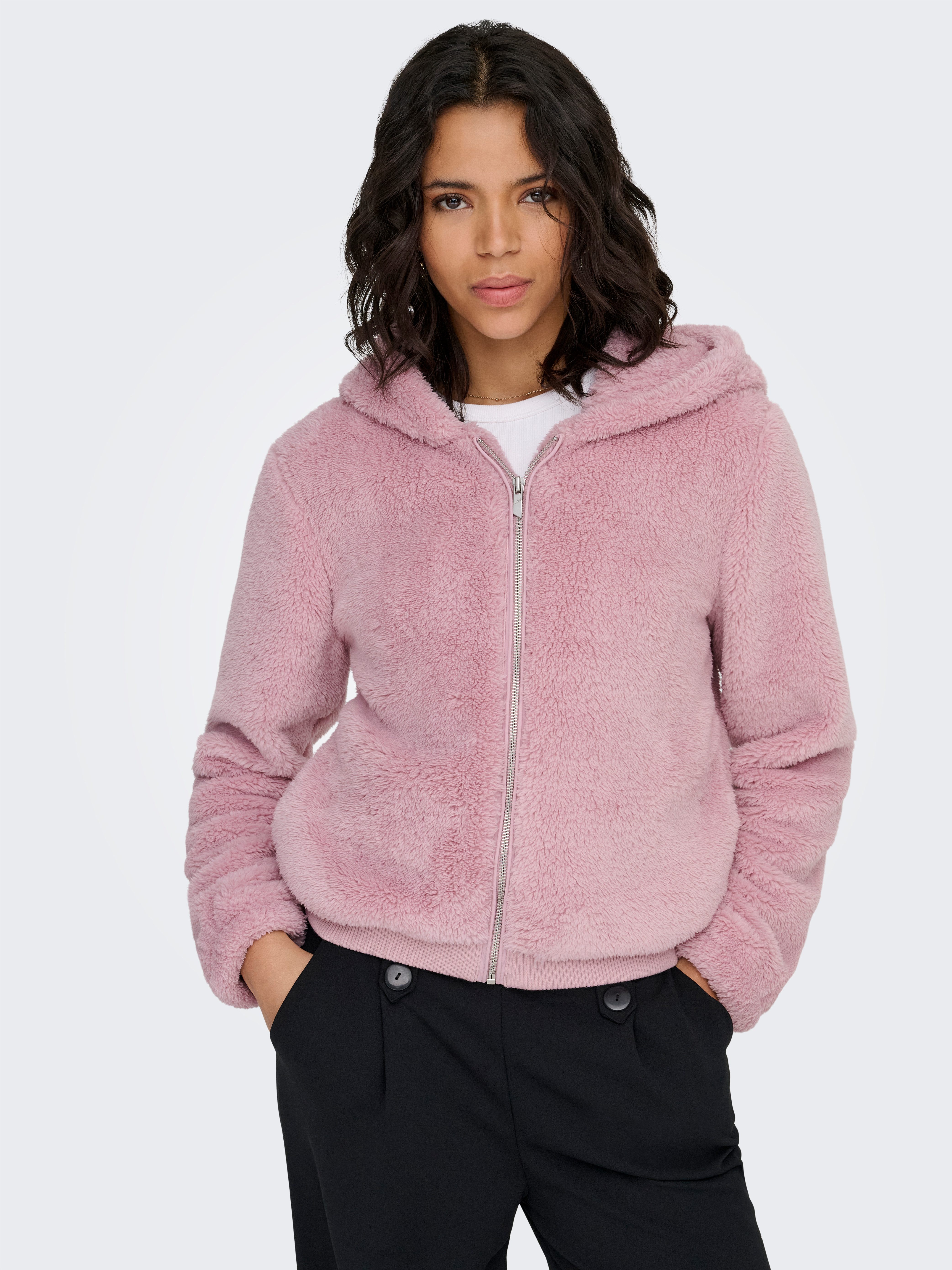 ONLY Kapuzenplüschjacke ONLNEWANNA CONTACT SHERPA JKT OTW NOOS Kunstfaser