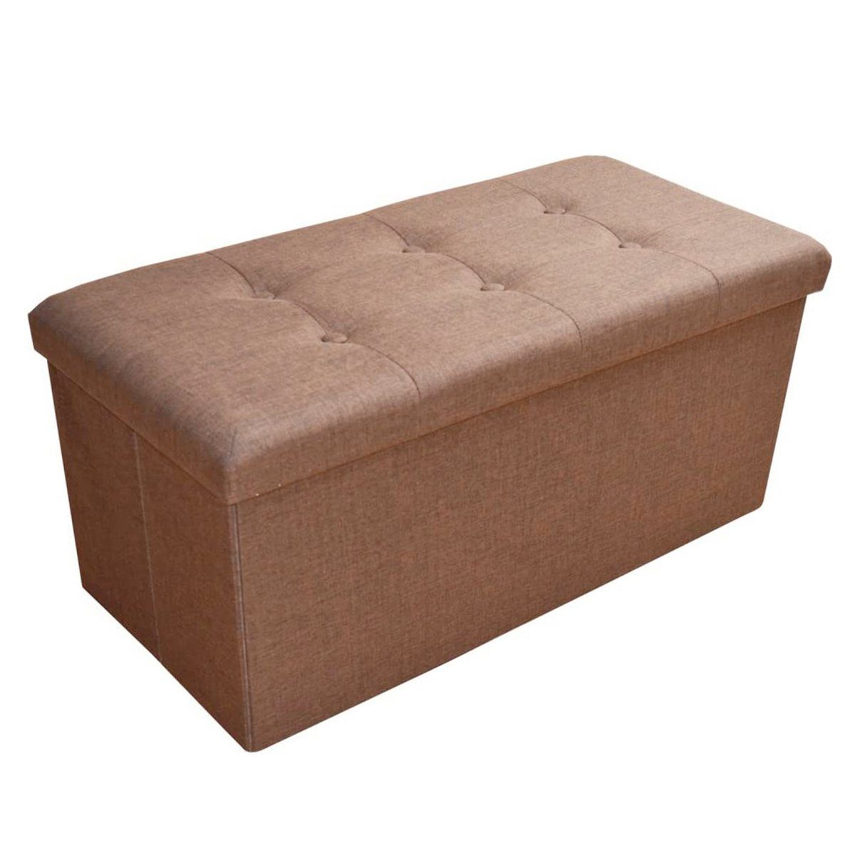 style home Sitzbank faltbare Sitzhocker mit Stauraum, 76*38*38cm (Aufbewahrungsbox mit Deckel, gepolstert Sitzwürfel Fußhocker, Sitztruhe aus Leinen), für Wohnzimmer Schlafzimmer, Dunkelbraun