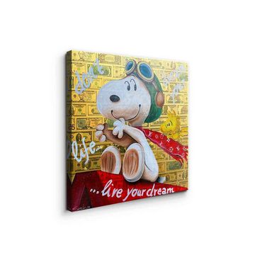DOTCOMCANVAS® Leinwandbild Dont Dream your Life, Leinwandbild Dont Dream your Life Motivation Snoopy Spruch comic