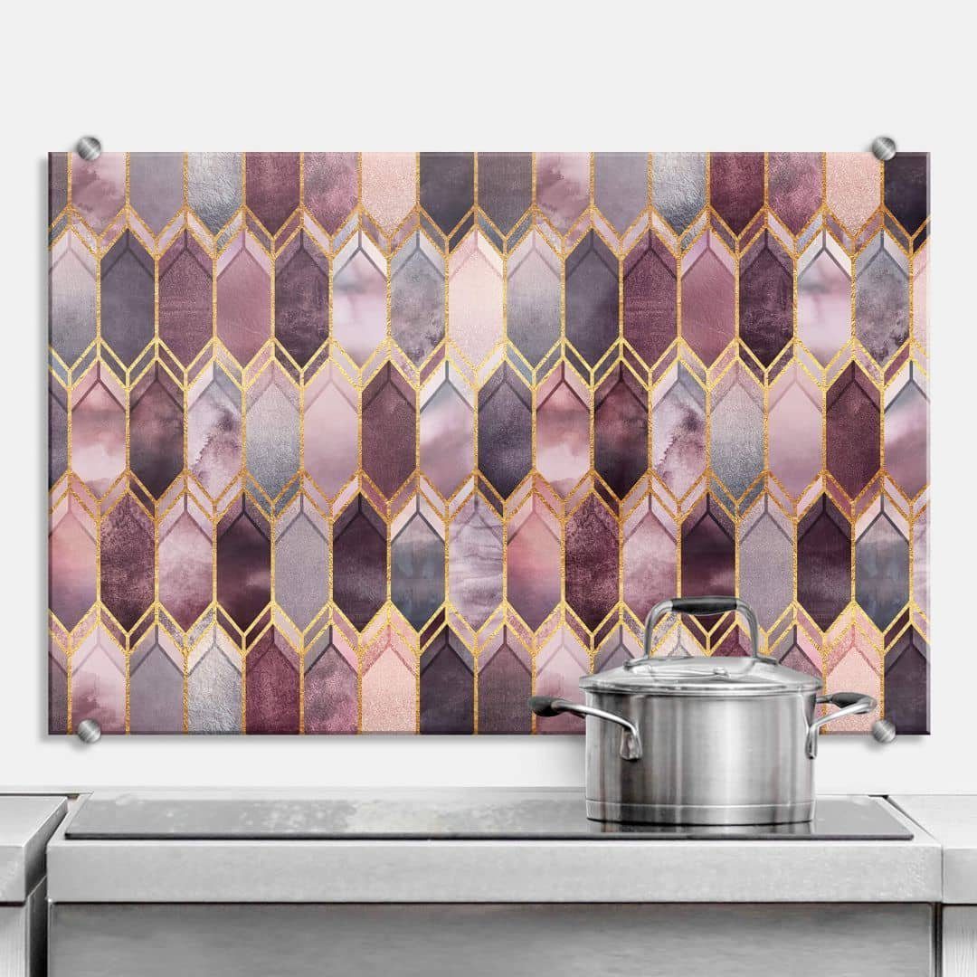 K&L Wall Art Spritzschutz Glas Küchenrückwand Glasmalerei Optik Rosé Gold