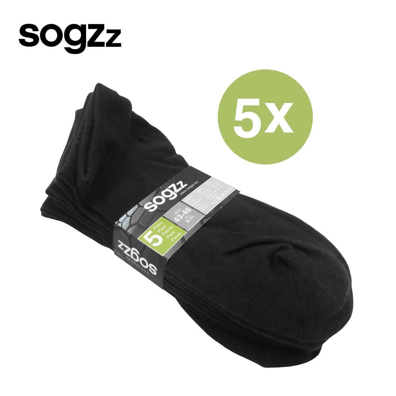 sogzz Sneakersocken 5-60 Paar Sneaker Socken aus 80% Baumwolle für Damen & Herren (39-42, Schwarz, 5-Paar) – Bild 2 von 5