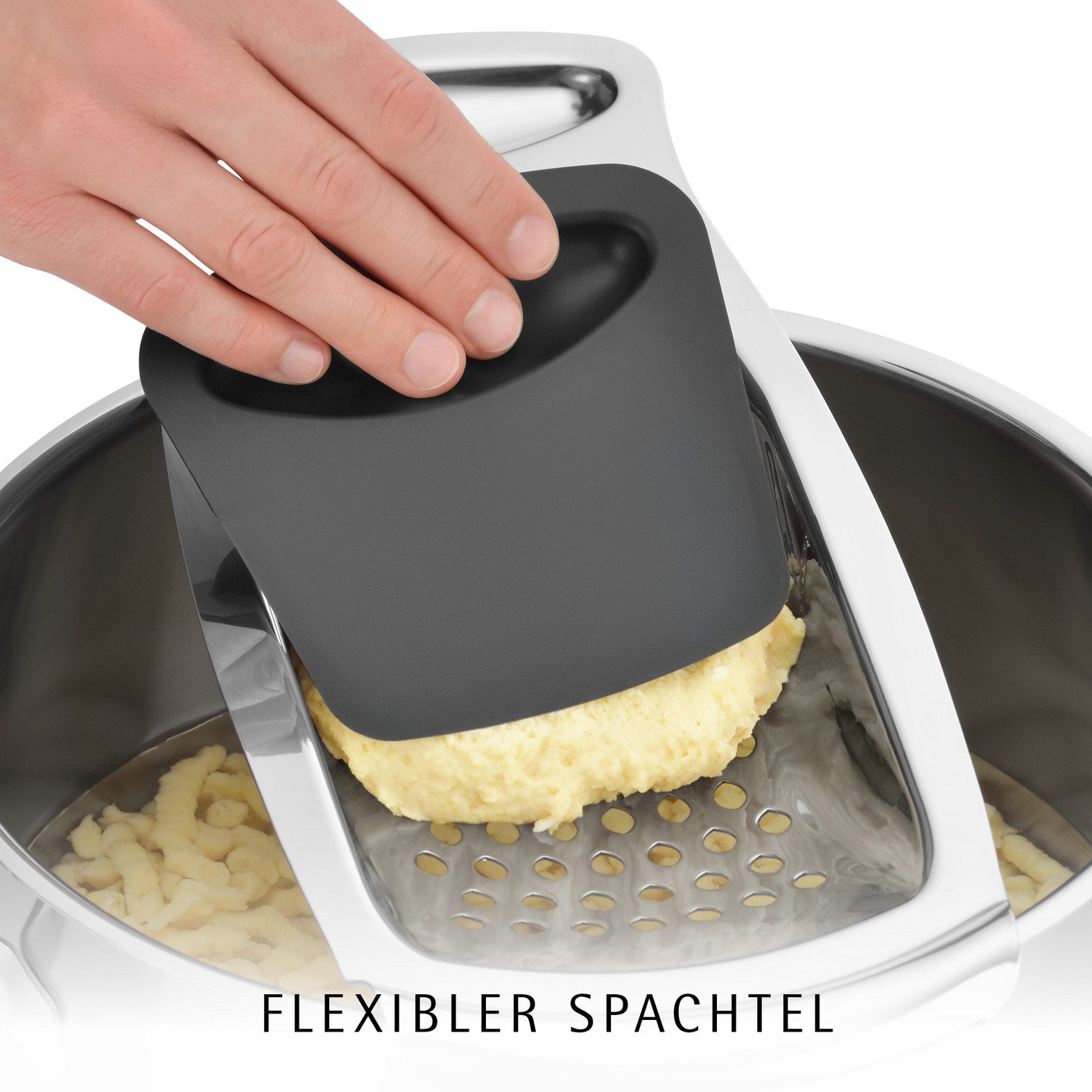 WMF Spätzlereibe, Cromargan® Edelstahl Rostfrei 18/10, Kunststoff, Spätzlereibe mit Spachtel
