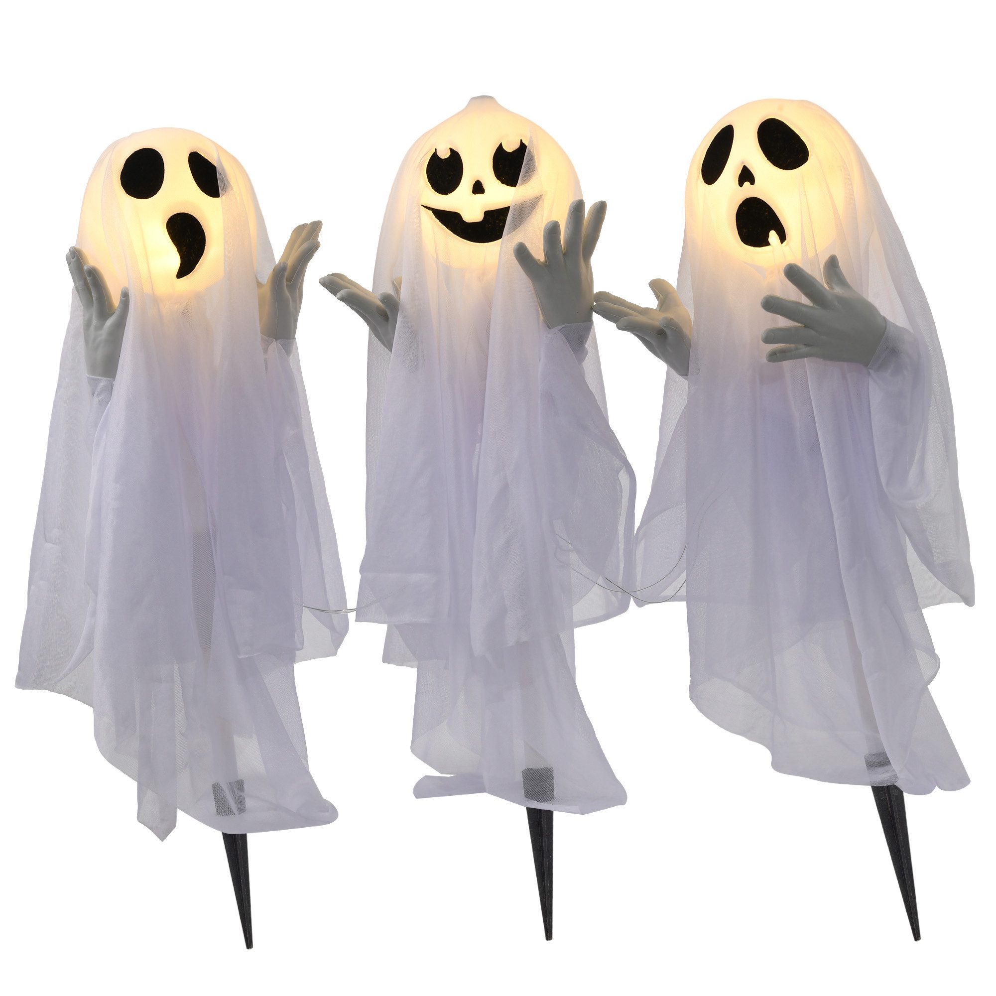 HOMCOM Dekofigur 60cm 3er-Set Halloween-Geister-Hofpfählen mit günstig online kaufen
