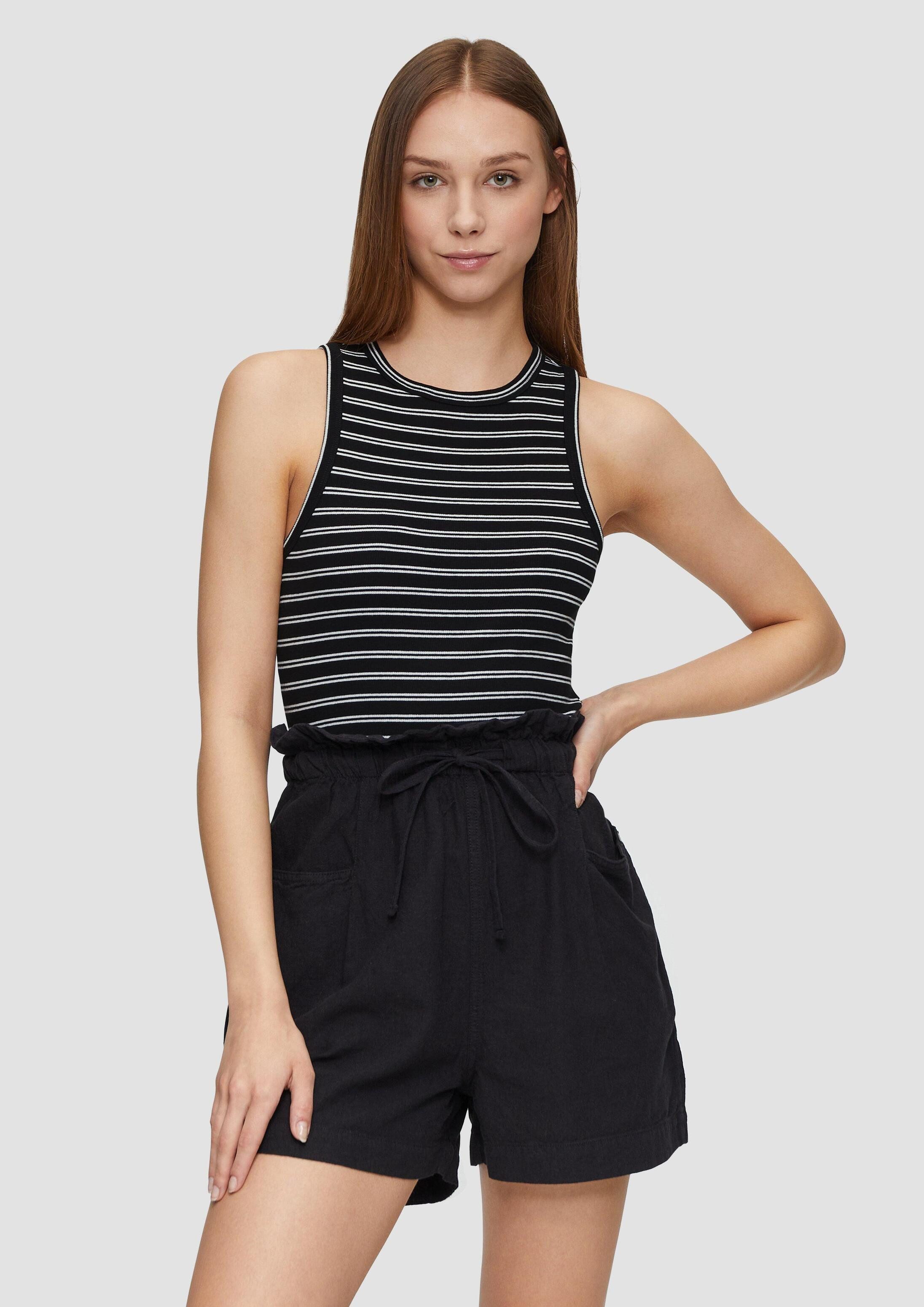 QS Muskelshirt T-Shirt Verkürztes Ripp-Top im Slim Fit