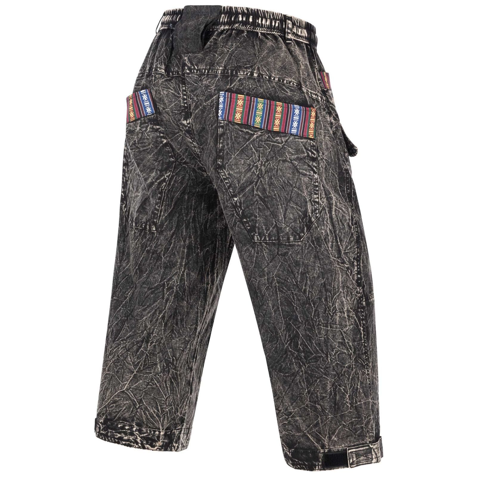 KUNST UND MAGIE Haremshose Kurze AHerren Hose 3/4 Baggy Cargo Yoga Shorts Hippie Goa Baumwolle