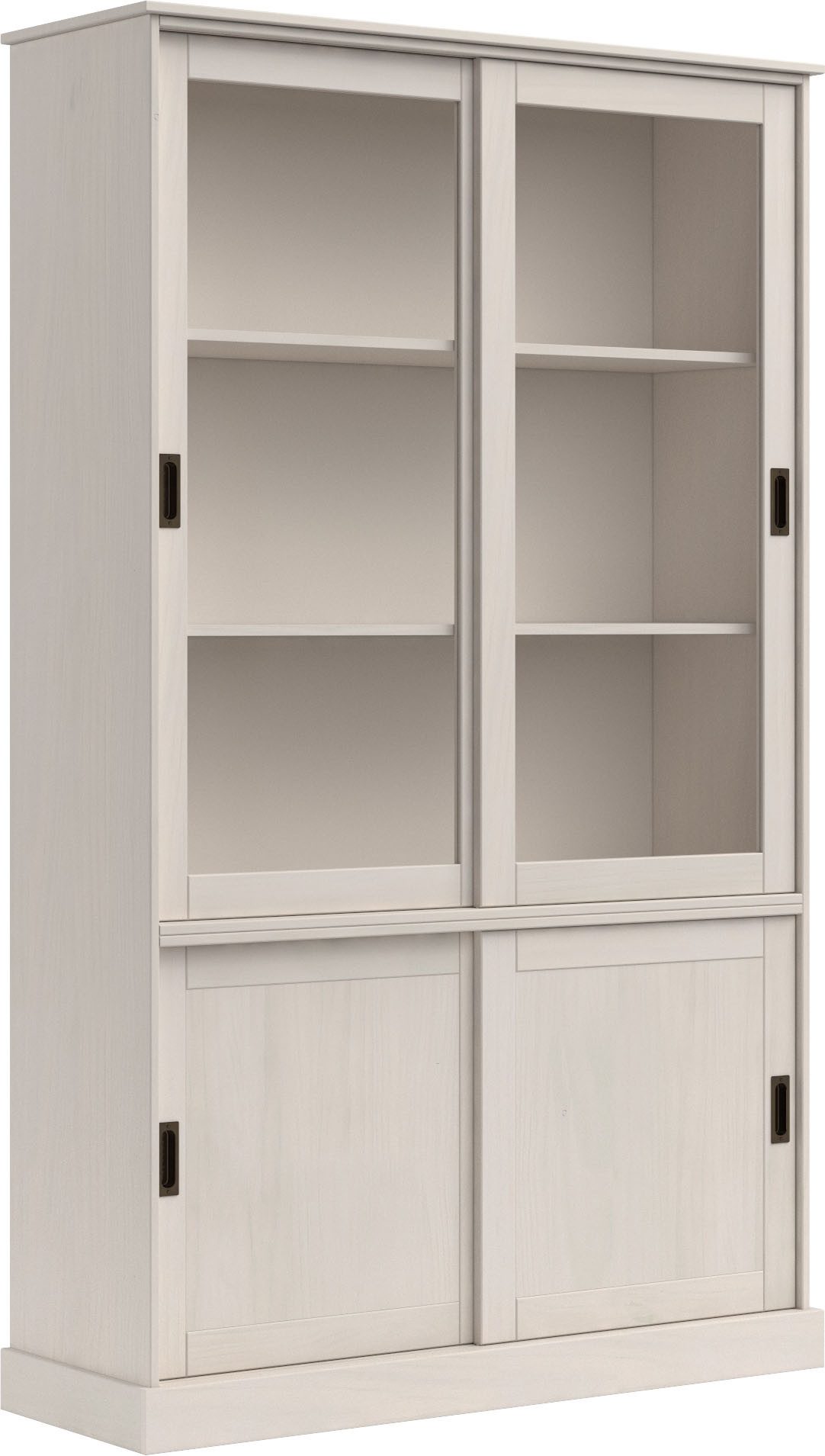 OTTO home Vitrine Schröder mit 2+2 Schiebetüren, aus massivem Kiefernholz, Breite 114 cm
