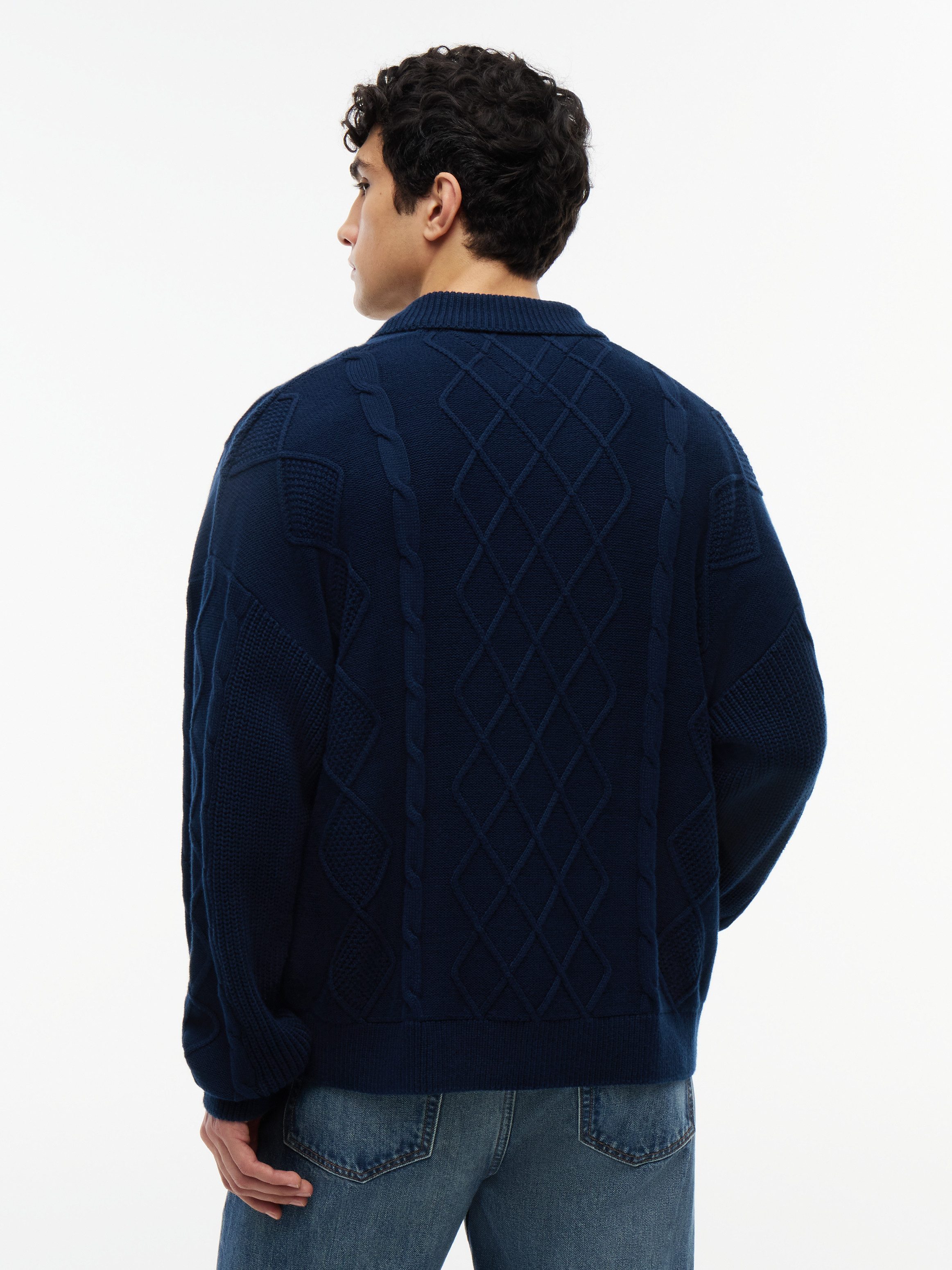Tommy Jeans Cardigan RELAXED STRIPE CABLE BUTTONUP Relaxed fit mit Zopfstrickmuster