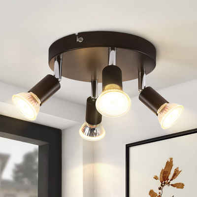 ZMH Deckenstrahler Schwarz/Nickel 4 Flammig Schwenkbar - GU10 Metall Modern Schlafzimmer, Elegante Lichtdekorationen, ohne Leuchtmittel, Wohnzimmerlampe, für Küche Gang Esszimmer, 350° schwenkbar