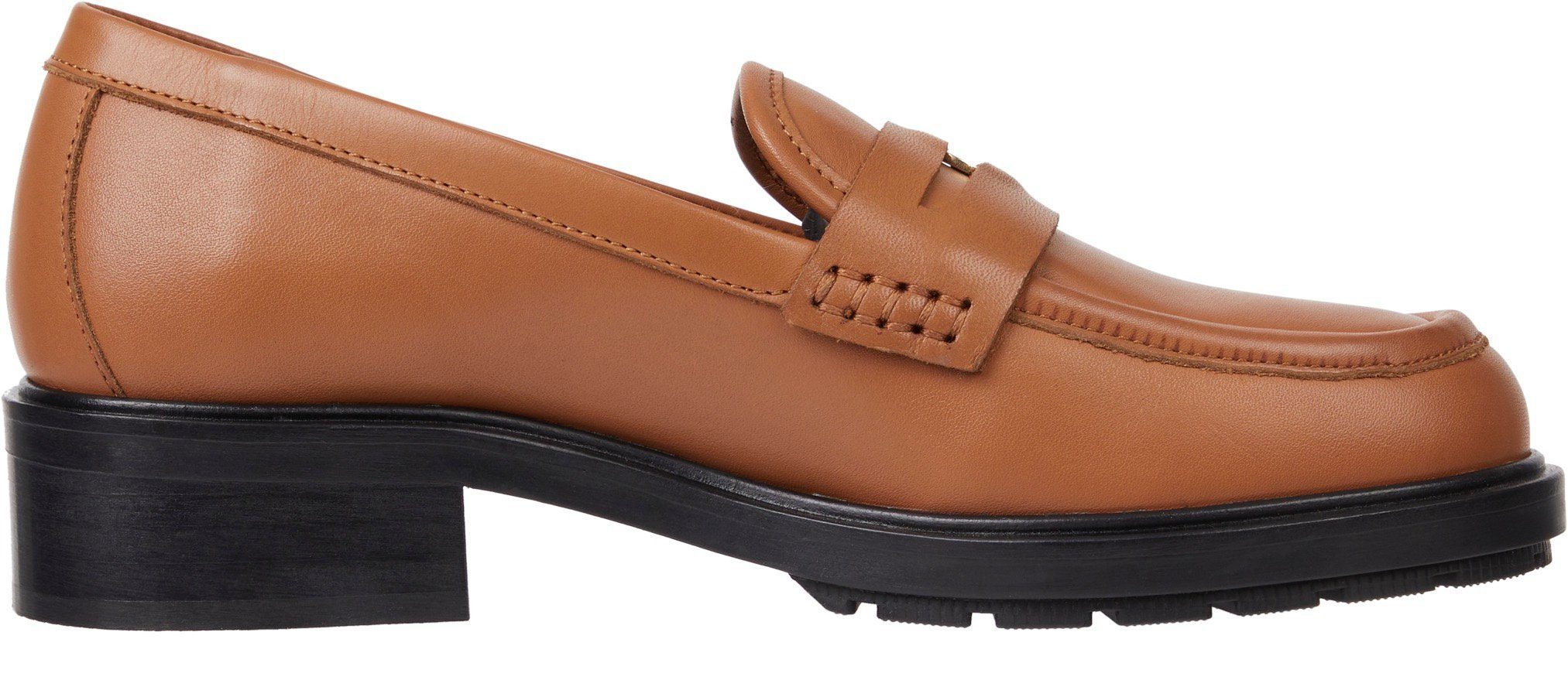 Tommy Hilfiger TH cognac Zierriegel mit schönem LOAFER Loafer ICONIC