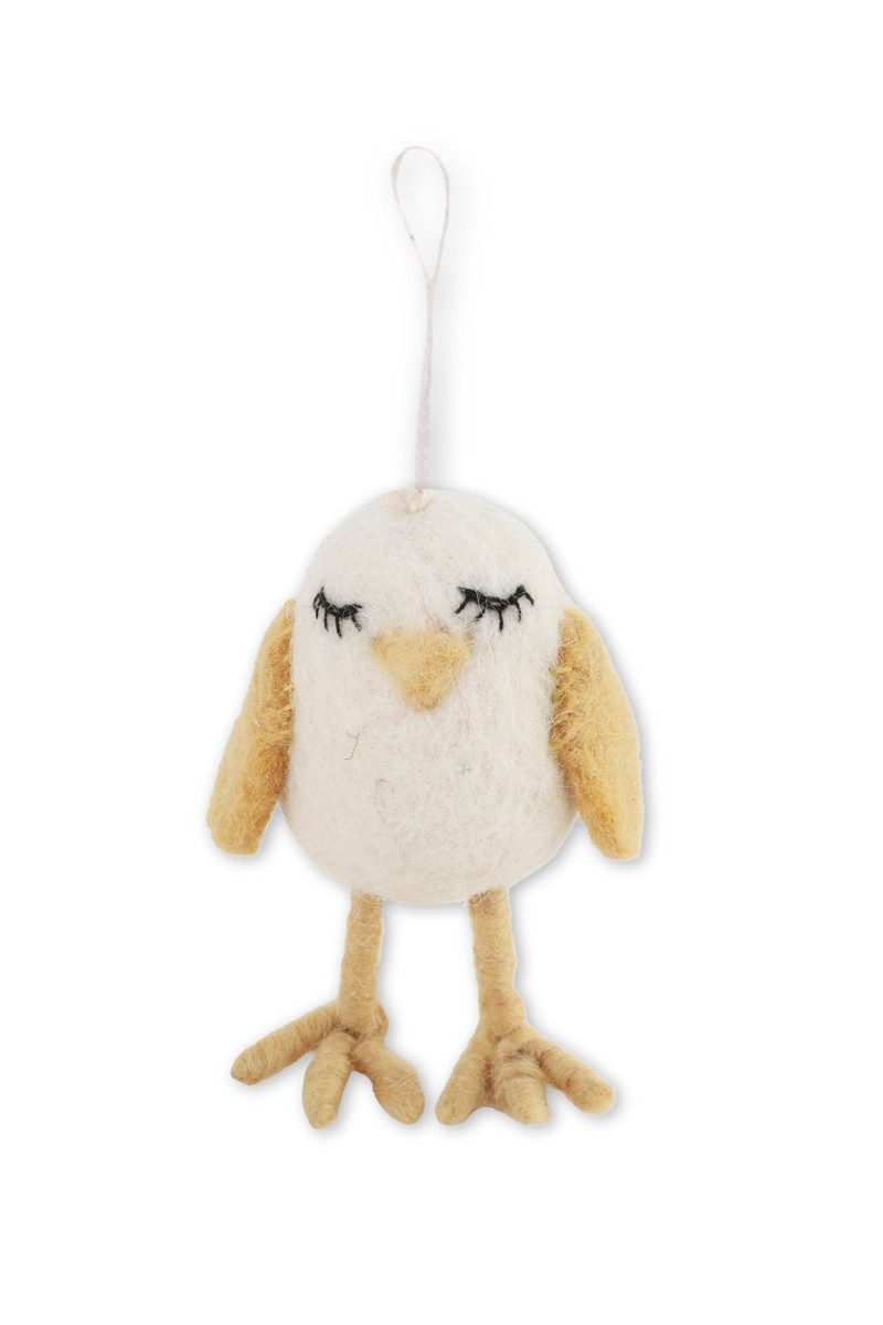 Gry & Sif Hängedekoration Filzanhänger - SCHLUMMERHUHN - weiß, gelb