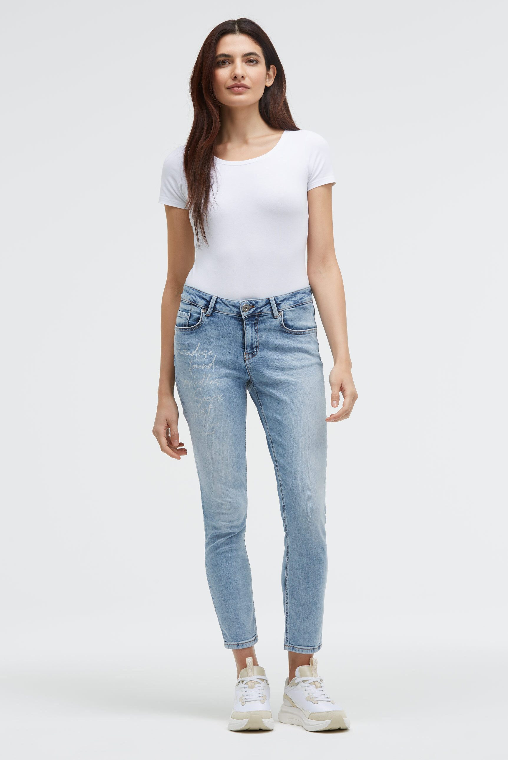SOCCX Slim-fit-Jeans mit verkürztem Bein