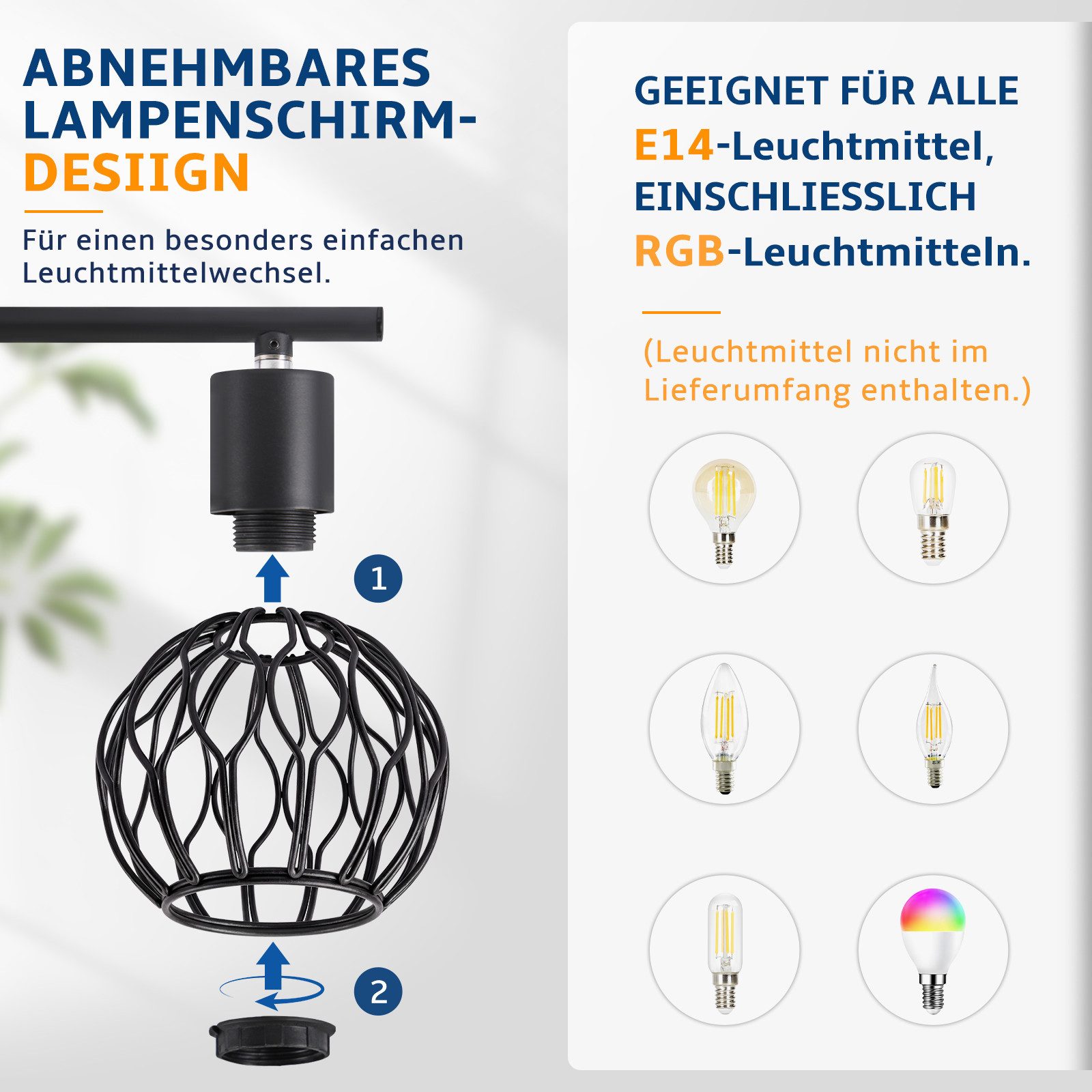 Nettlife Deckenstrahler 1/2/3/4flammig Weiß/Schwarz/grau E14 Metall 350° schwenkbaren Spots, ohne Leuchtmittel, für Wohnzimmer Küche Flur Deckenleuchte