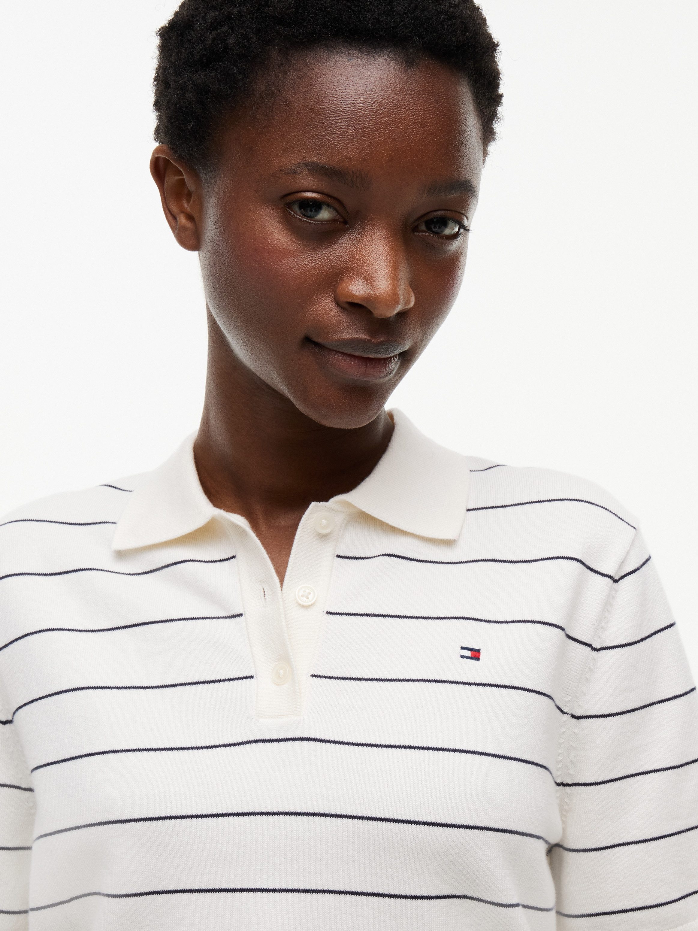 Tommy Hilfiger Polokragenpullover JERSEY STITCH MINI POLO Baumwollmischung, Polokragen, Kurzarm