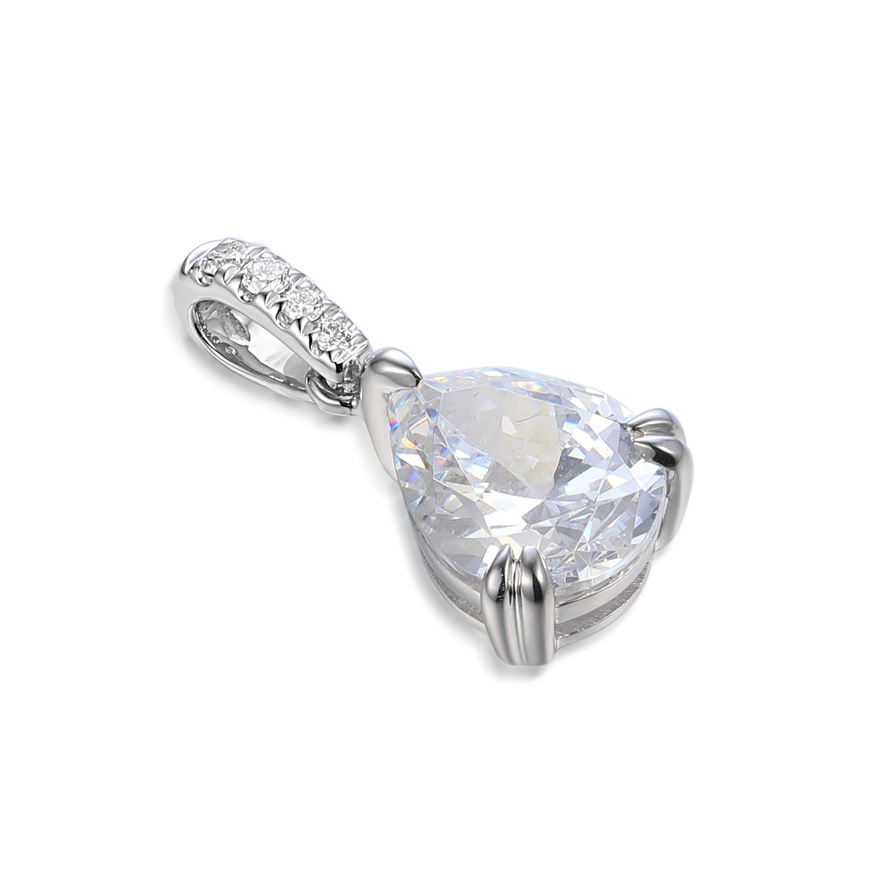 Stella-Jewellery Kettenanhänger 585er Weißgold Anhänger mit Zirkonia Tropfenschliff (inkl. Etui), Anhänger mit Zirkonia Anhänger ohne Kette