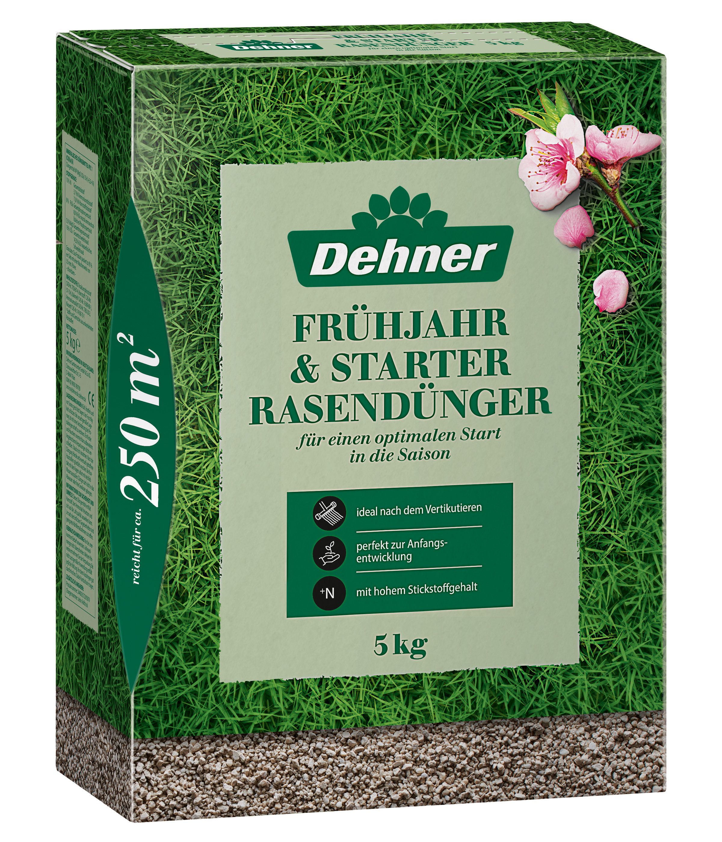 Rasensamen Frühjahr Starter-Rasendünger, fördert Wurzelbildung, 5 kg für 250 m²