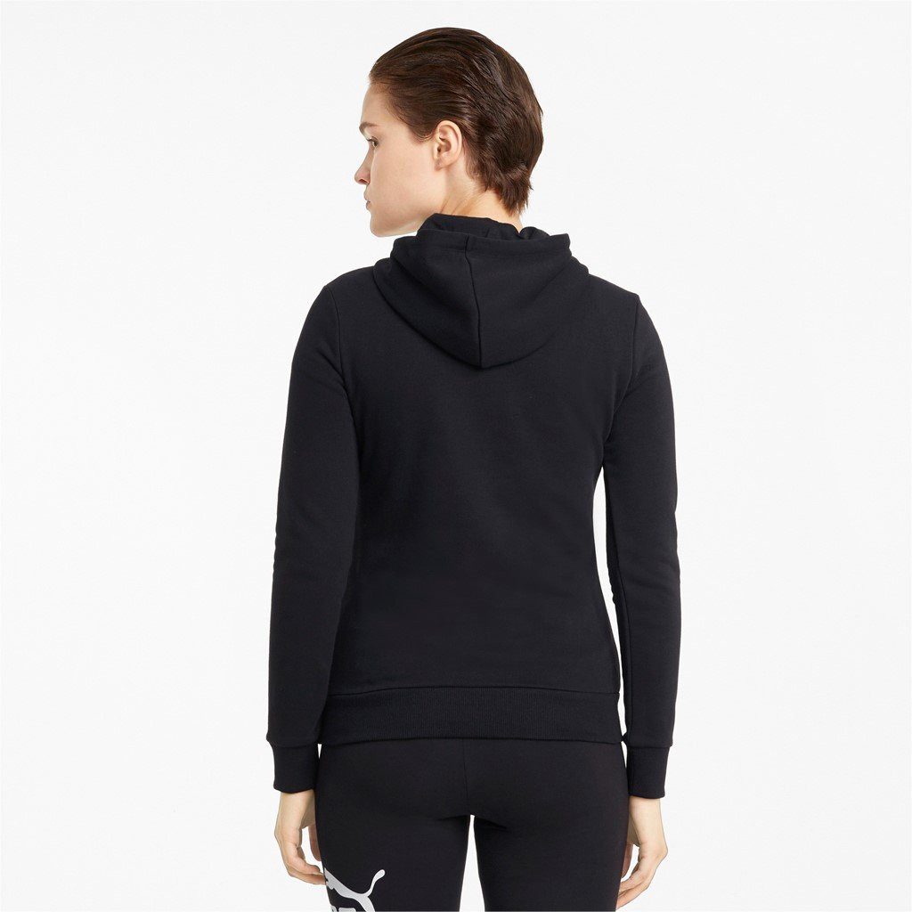 PUMA Kapuzenpullover Freizeit Essentials Logo - Baumwolle - schwarz Damen