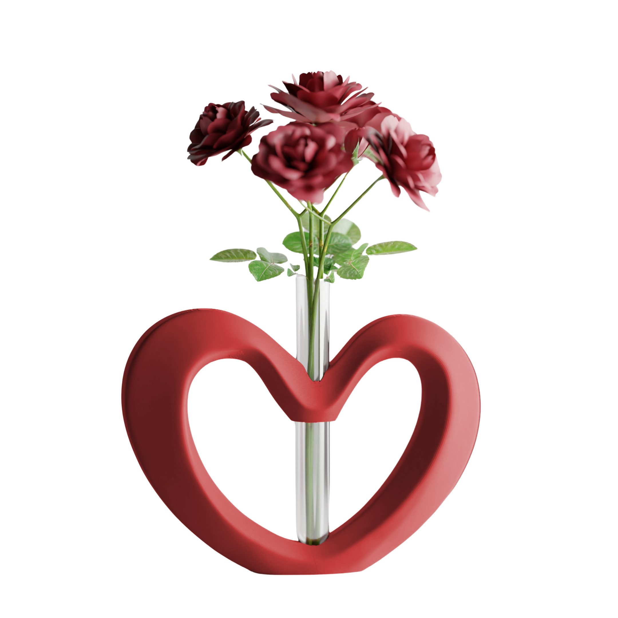 Shapes - Decorations Dekovase Herzvase, Deko in Herzform mit Glasröhrchen, Valentinstag Geschenk, Glasröhrchen für einzelne Blume