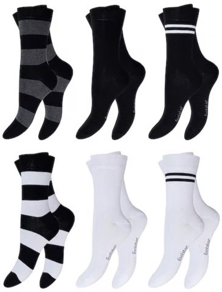 Basicsocken 6 Paar Damen Socken Ringel Baumwollmischung atmungsaktiv 35/38-39/42