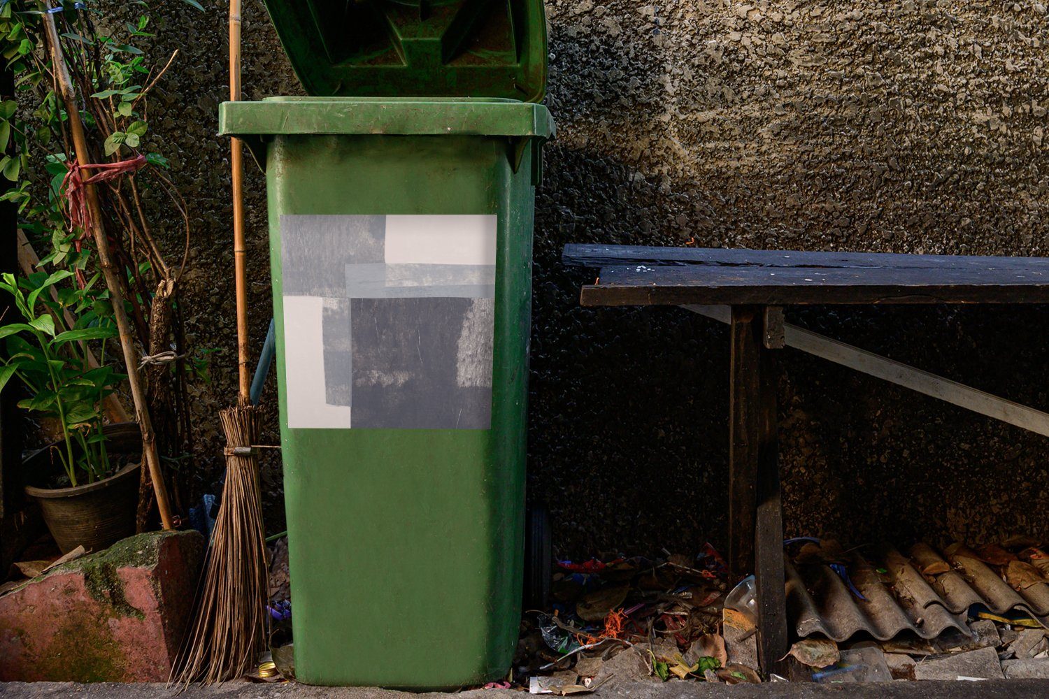 Formen St), (1 Abstrakt Container, Abfalbehälter Mülleimer-aufkleber, Farbe Geometrie Mülltonne, MuchoWow - - Sticker, Wandsticker -