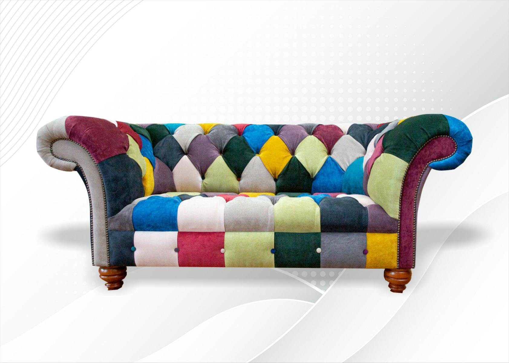 Stoffsofa Chesterfield-Sofa Made Chesterfield Polstermöbel, in JVmoebel Bunter Zweisitzer Europe