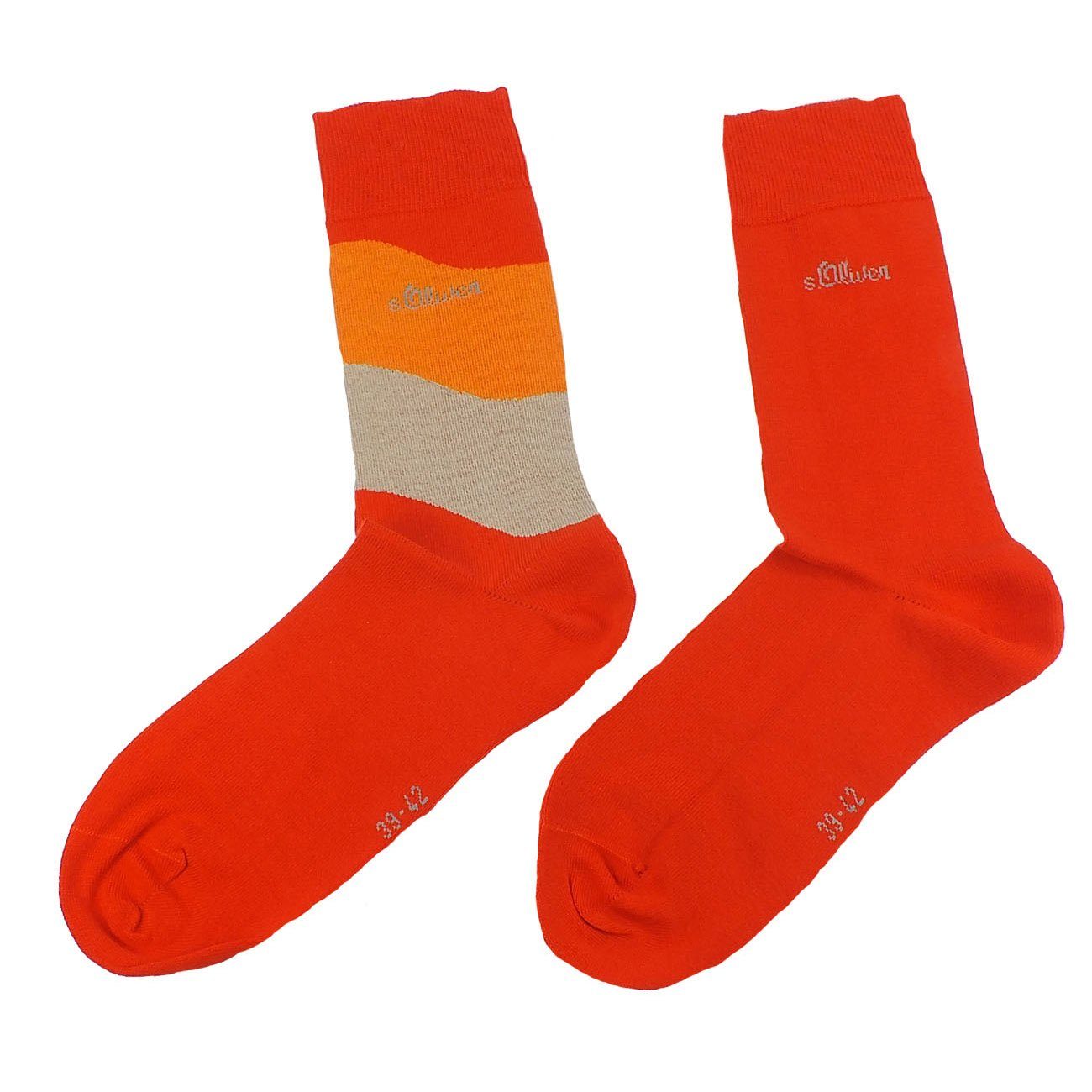 s.Oliver Langsocken S20219 (Packung, 2-Paar, 2 Paar) Herren Damen Unisex Business Socken Baumwolle 83 red