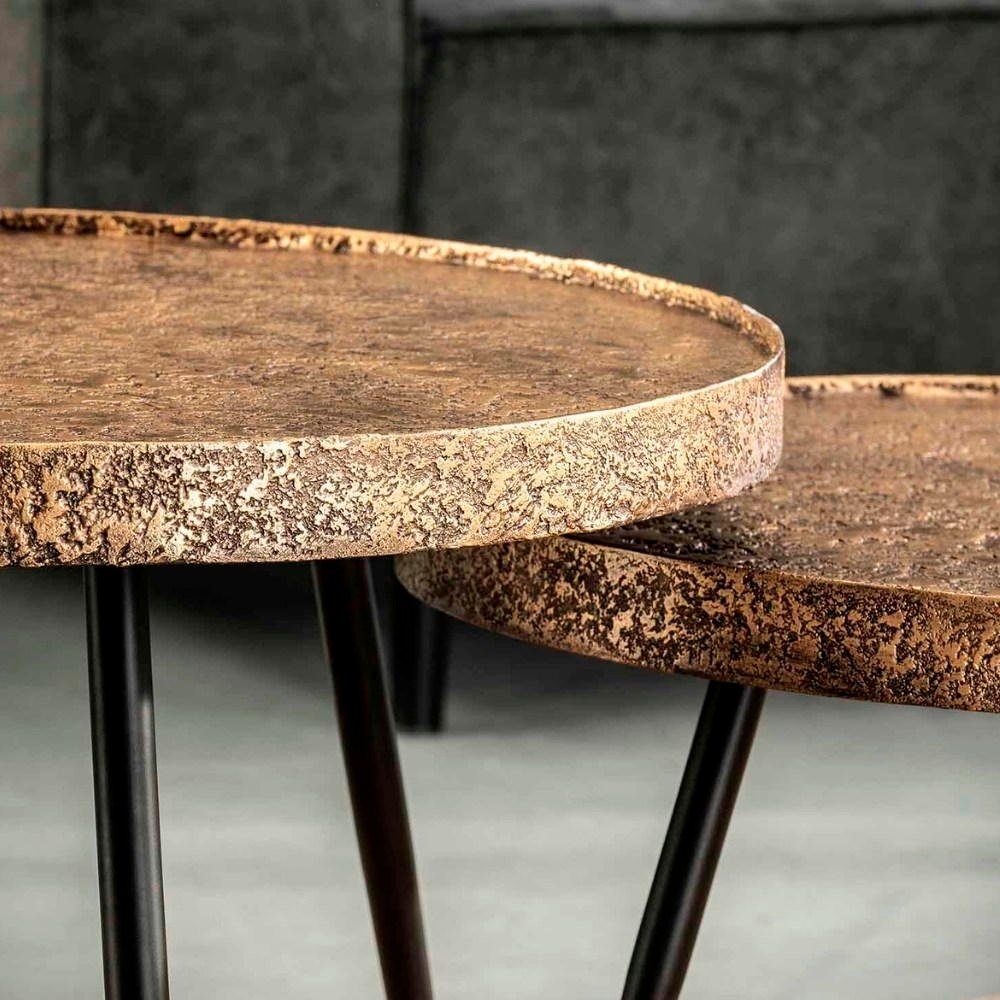 RINGO-Living Beistelltisch Massivholz Couchtisch Alaula Bronze-matt Möbel goldfarben Schwarz-matt, in und