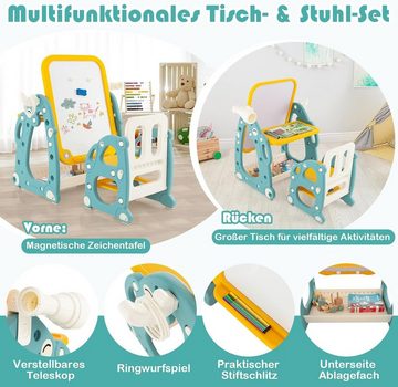 KOMFOTTEU Kinderstaffelei 4 in 1, mit magnetische Zeichentafel, für Kinder von 1-8 Jahren