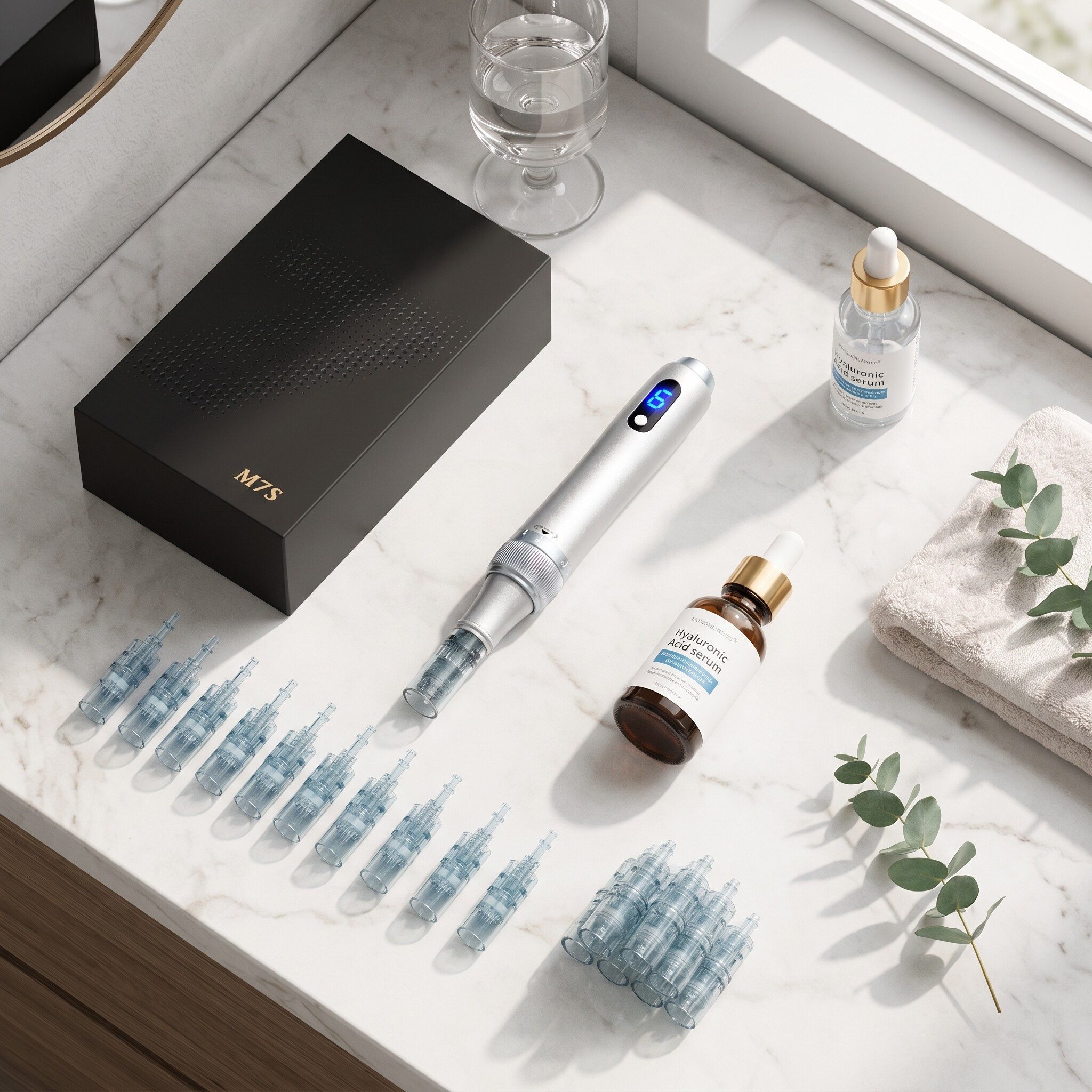 GARRYFIZH Dermaroller Microneedling Pen Derma Pen 27 Nadelköpfe Needling Pen, Peeling, Entfernung von Sommersprossen, Gesichtspflege