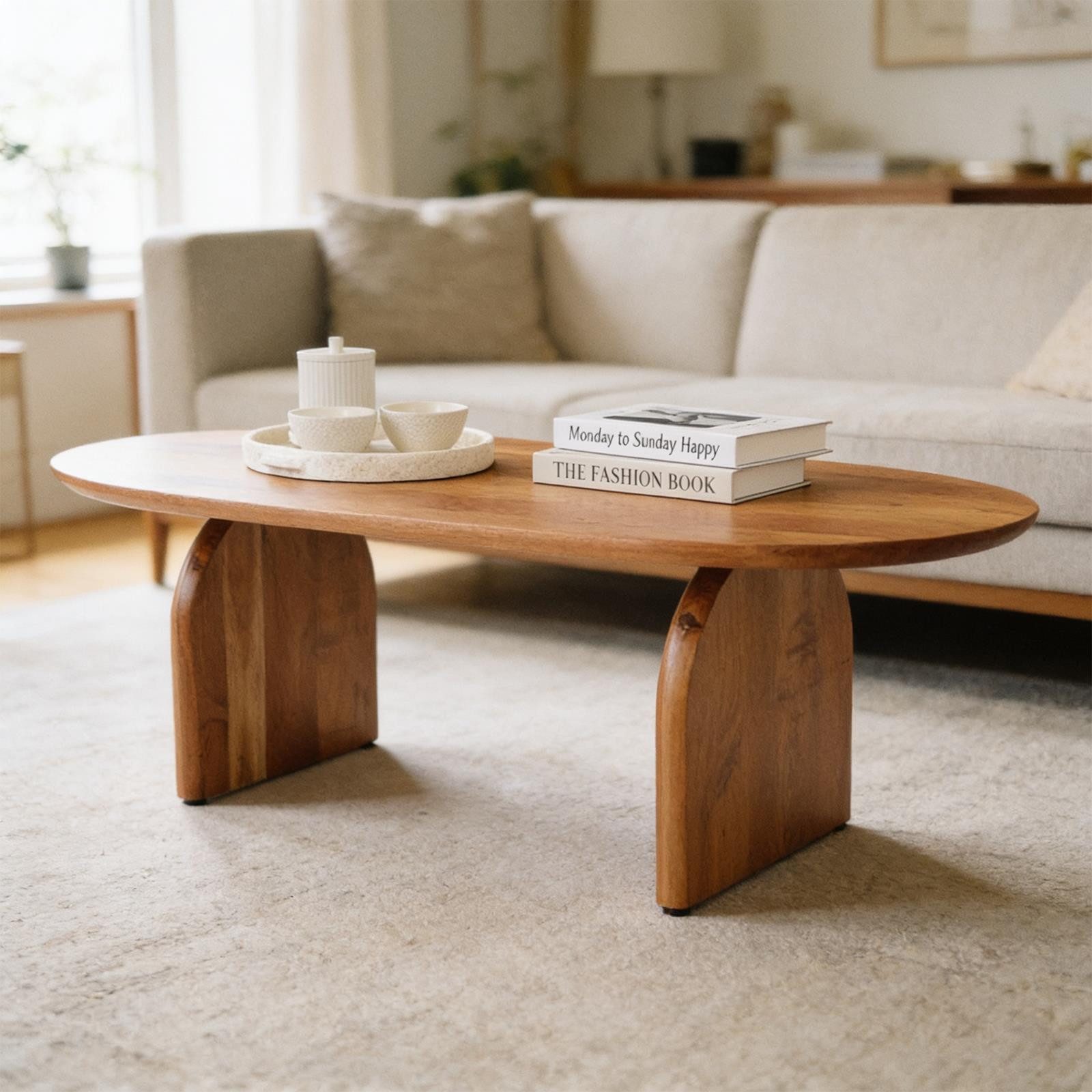 IDIMEX Couchtisch TAMIL, Beistelltisch 120x60 cm aus massivem Akazienholz mit Maserung Natur