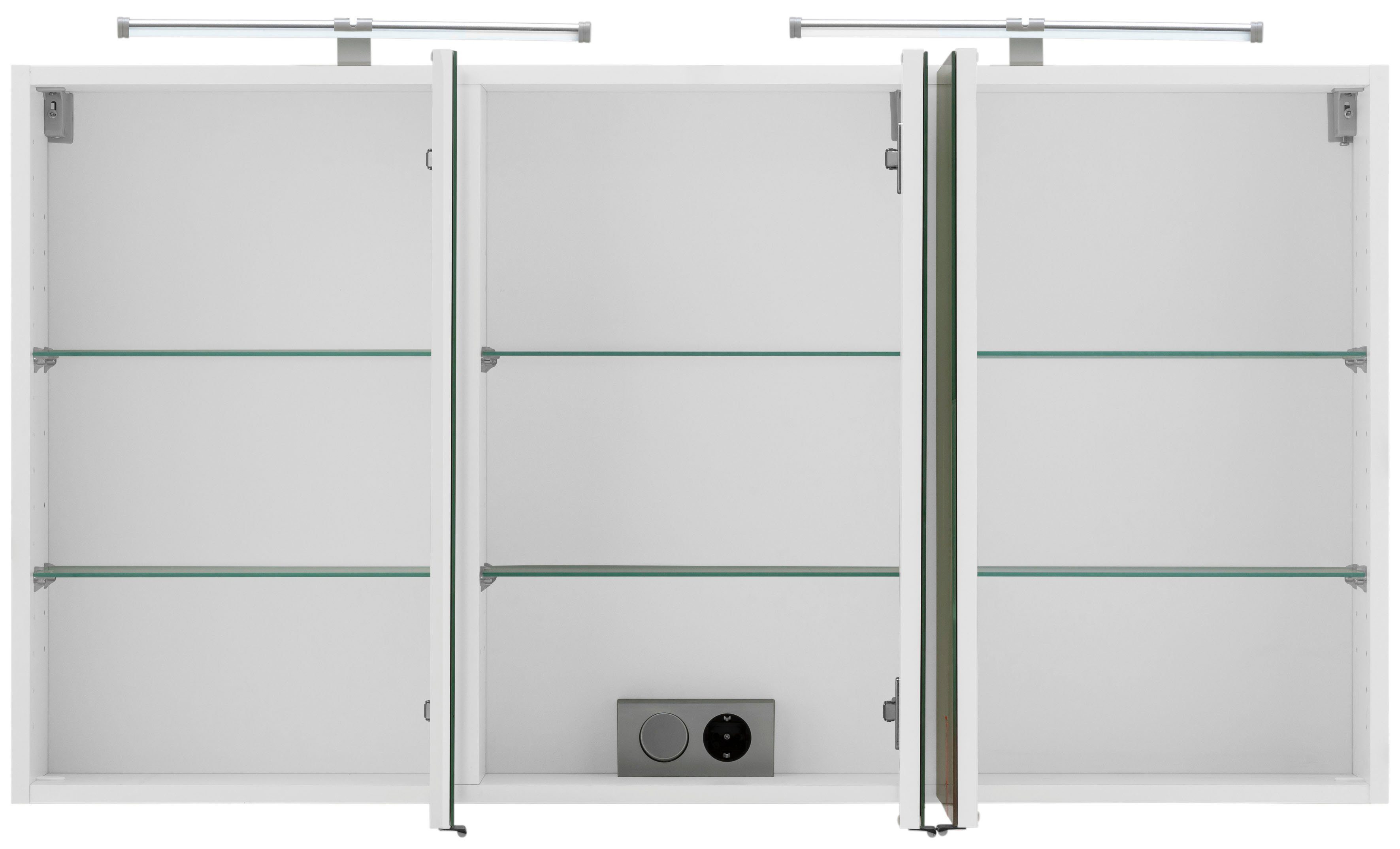 welltime Spiegelschrank "Trento", Badezimmerschrank, Badmöbel Breite 120 cm, mit 3D-Effekt, Spiegeltüren, inklusive LED-Beleuchtung – Bild 4 von 5