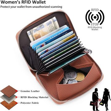 SENDEFN Geldbörse (Kleine Vintage-Geldbörse für Damen, Damen-Geldbörse mit RFID-Schutz), mit Langlebiges Leder, großzügige Kapazität, kompakte Größe