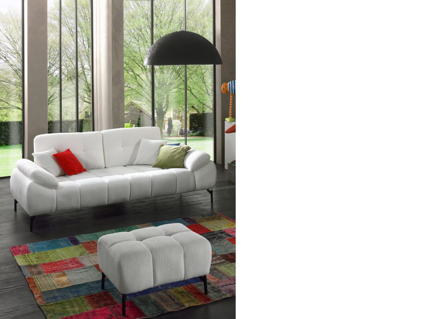 Rückenlehne 3Sitzer Teddy-Stoff Verstellbare Tiko Modern Möbeldreams + Hocker Big-Sofa