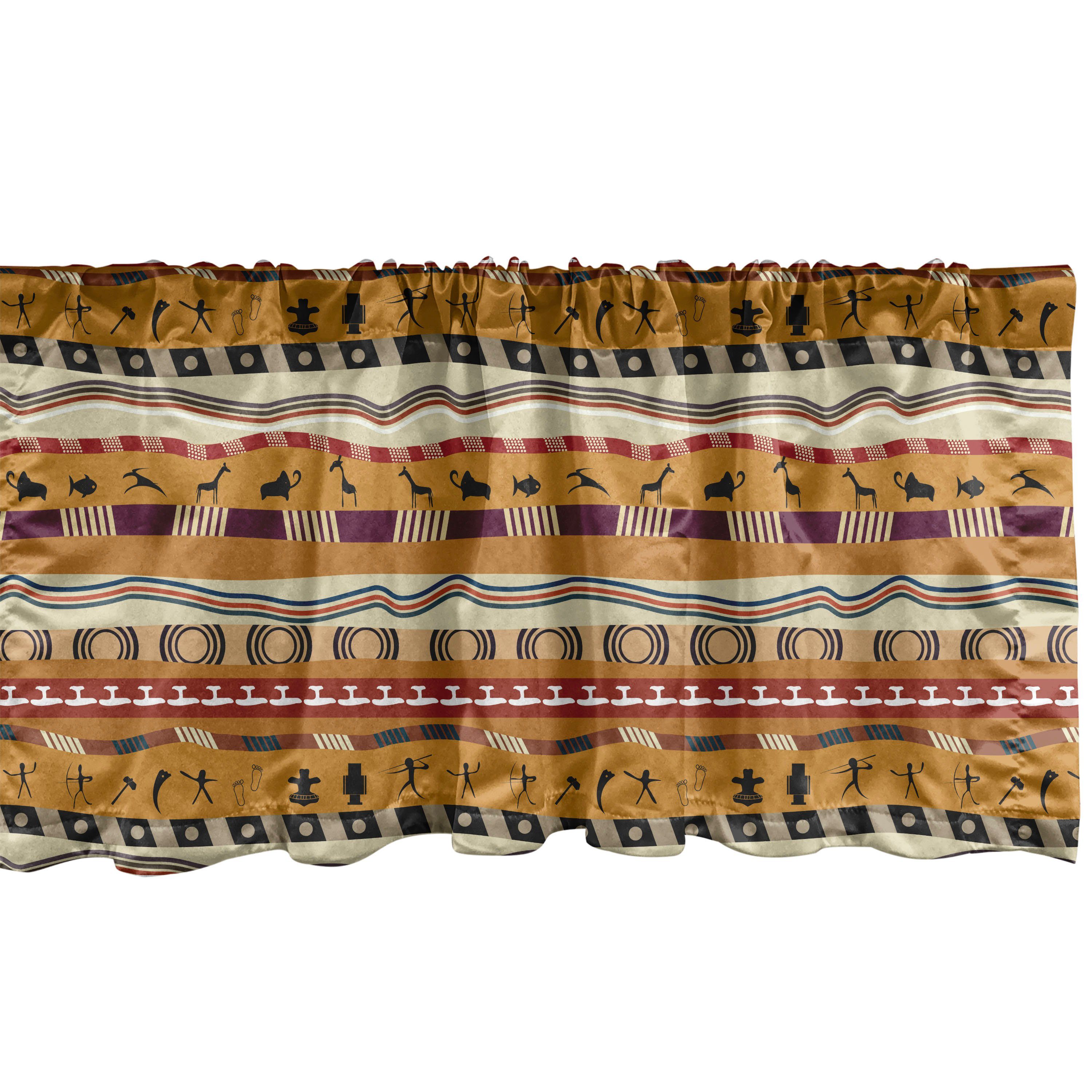 Scheibengardine Vorhang Volant für Küche Schlafzimmer Dekor mit Stangentasche, Abakuhaus, Microfaser, Stammes Primitive und Formen