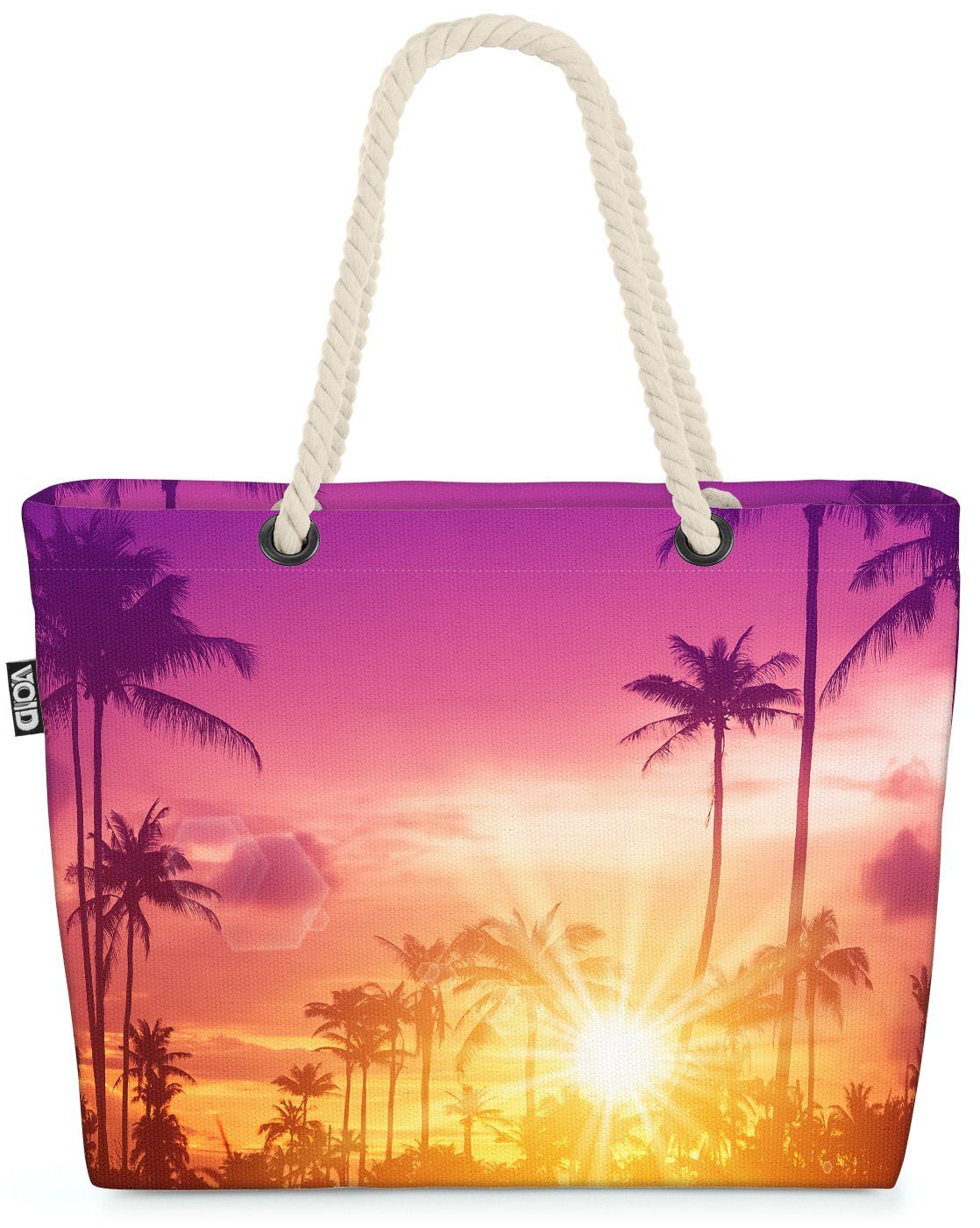 Strandtasche VOID Urlaub Bäume Beach Sonne Kalifornien Bag Palmen Sonnenuntergang Strand Palmen (1-tlg),