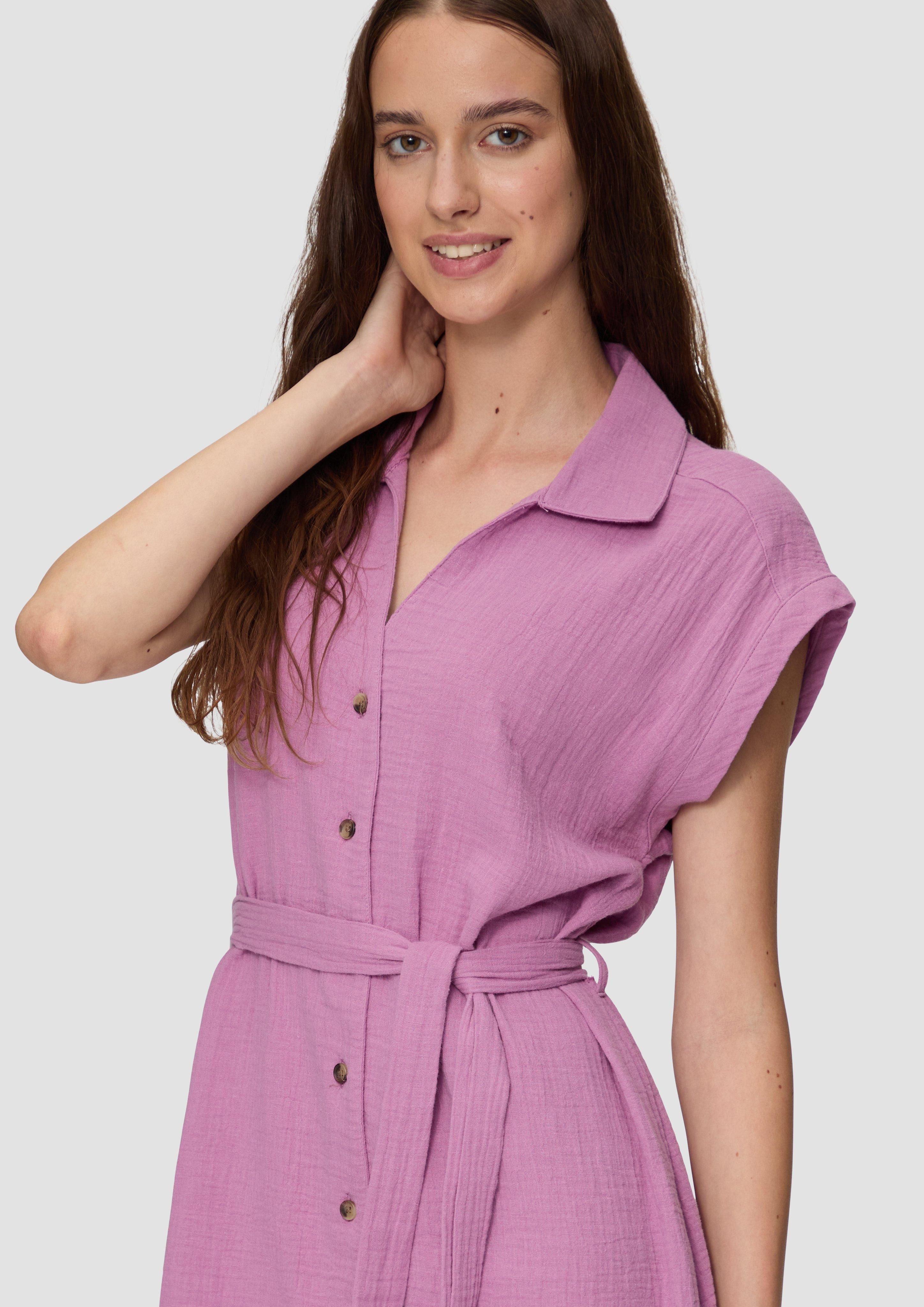 QS Minikleid Ärmelloses Hemdblusenkleid mit Bindegürtel günstig online kaufen