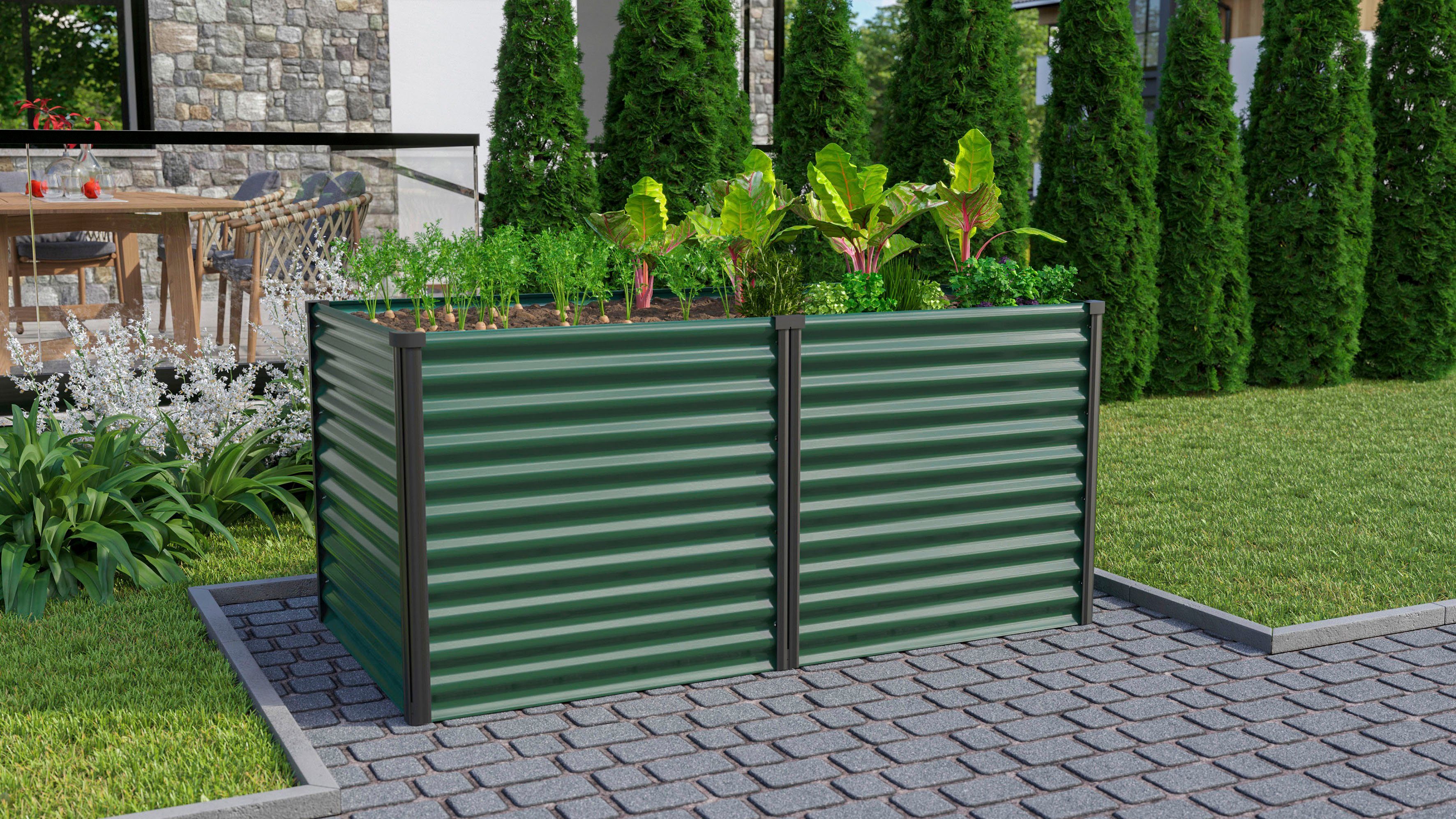 Vitavia Hochbeet Meta 858, BxTxH: 96x188x86 cm, seegras/schwarz