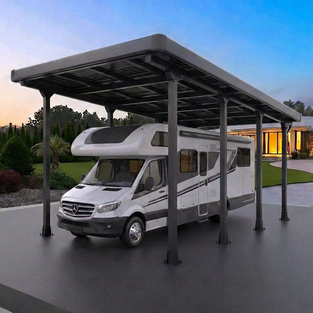 Home Feeling Einzelcarport Carport für Wohnmobile mit Umrandung & Regenrinne, Schwarz