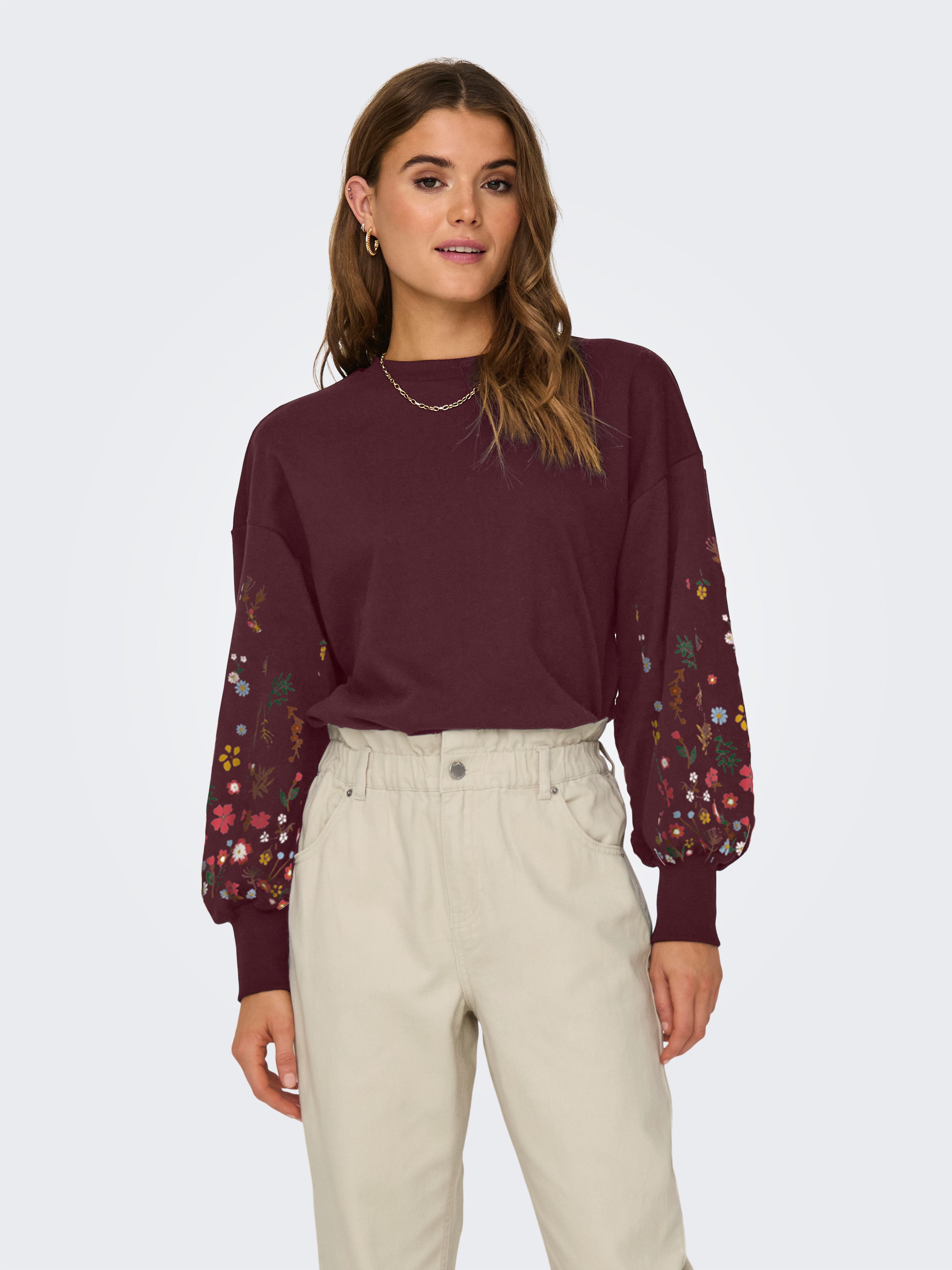 ONLY Sweatshirt ONLBROOKE L/S O-NECK FLOWER SWT günstig online kaufen
