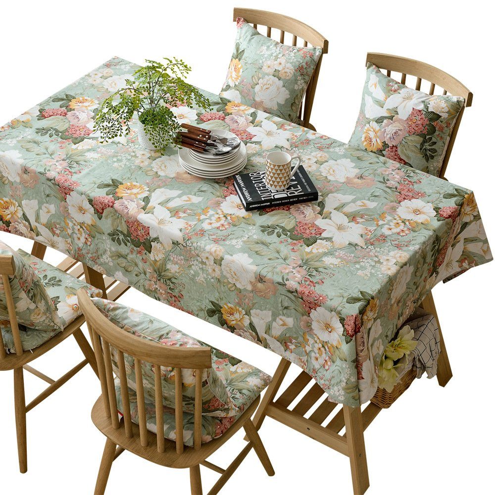 quadratisch Tischdecke, HOMEIDEAS Vintage-Blumenmuster-Tischdecke,