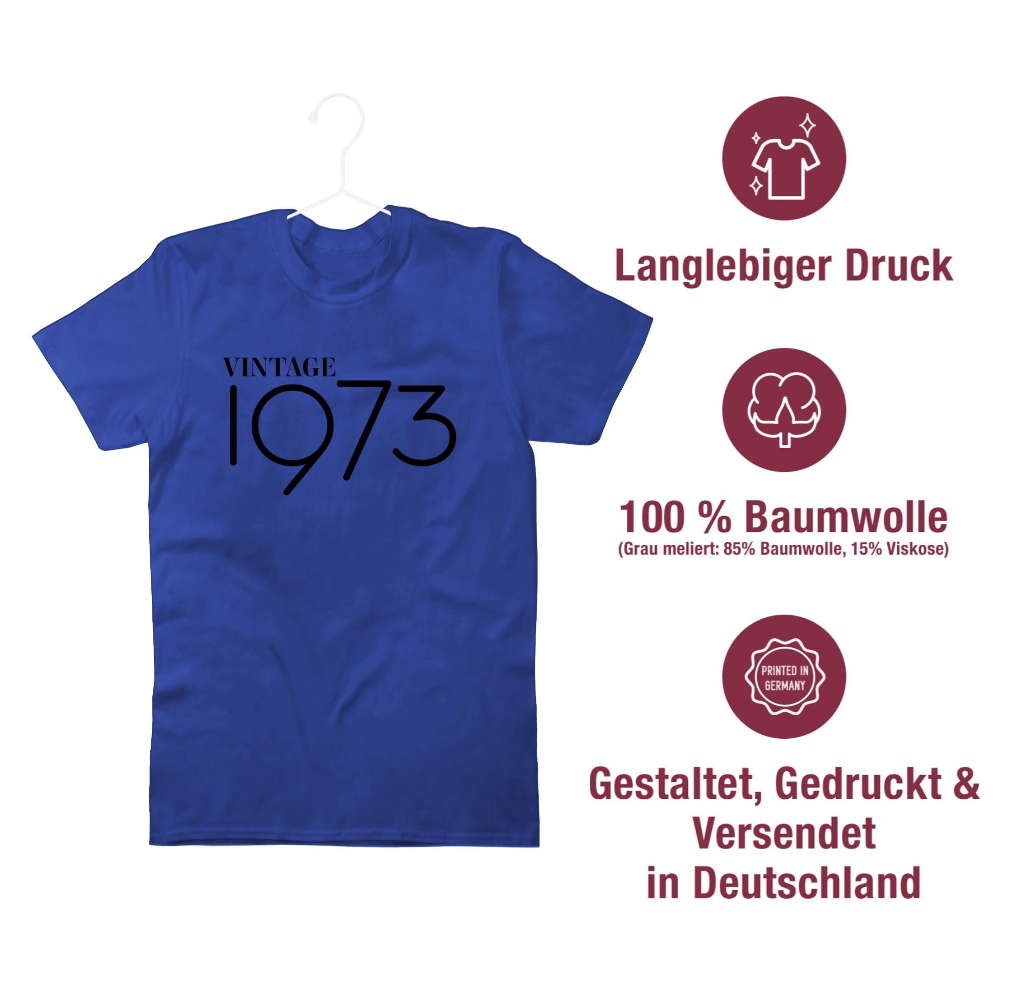 Shirtracer T-Shirt Geburtstag 50. Vintage 1973 3 Royalblau