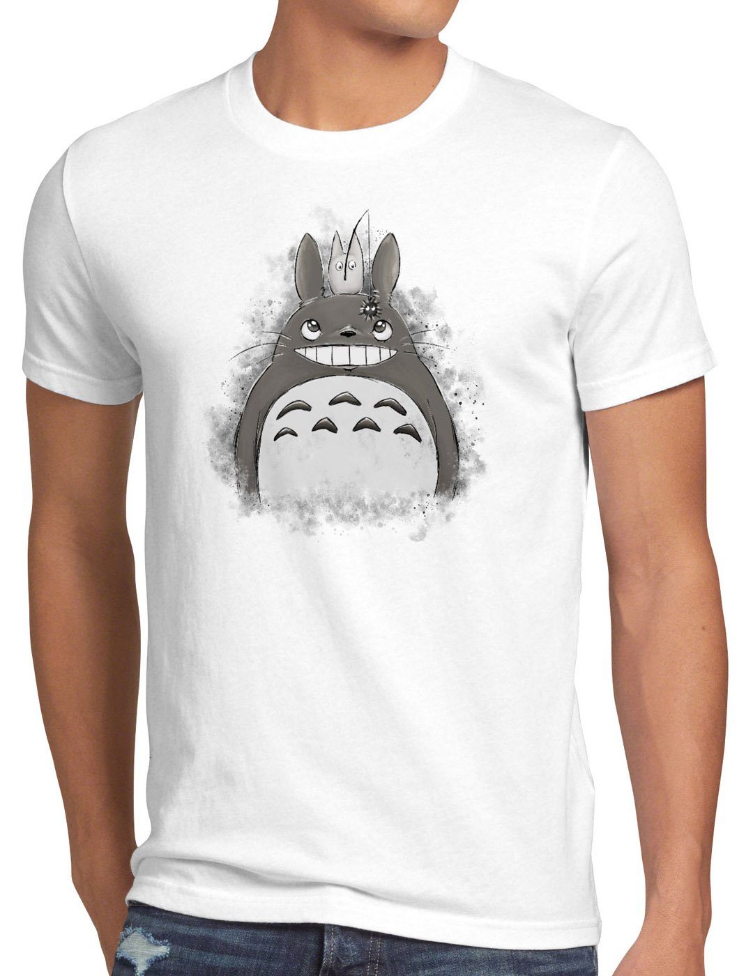 style3 Print-Shirt Herren T-Shirt Totoro Duo neko mein nachbar anime tonari no weiß