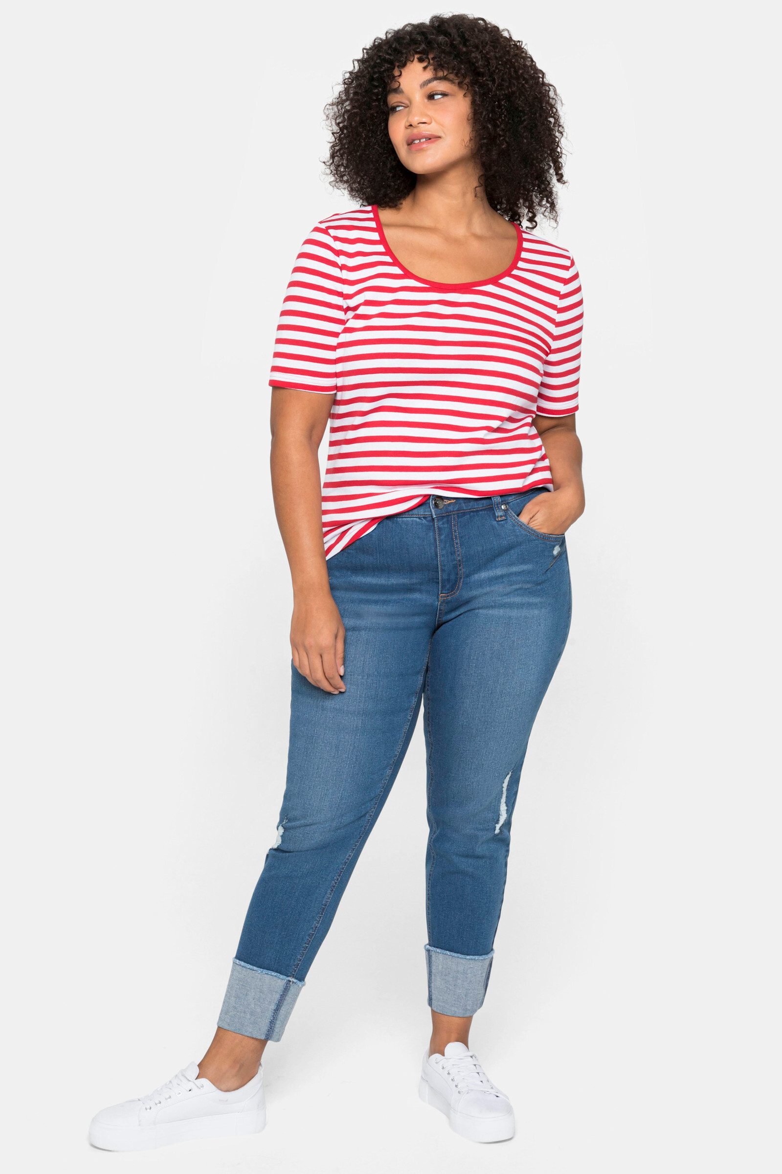 Sheego T-Shirt Streifenshirt . mit garngefärbtem Ringel, aus Rippware günstig online kaufen