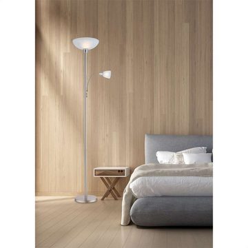 Globo Stehlampe Stehlampe Wohnzimmer Stehleuchte Leselampe Schlafzimmer silber weiß, modern, ohne Leuchtmittel, Lichtfarbe ist abhängig vom Leuchtmittel, Esszimmer, Leseleuchte, Küche, Flur