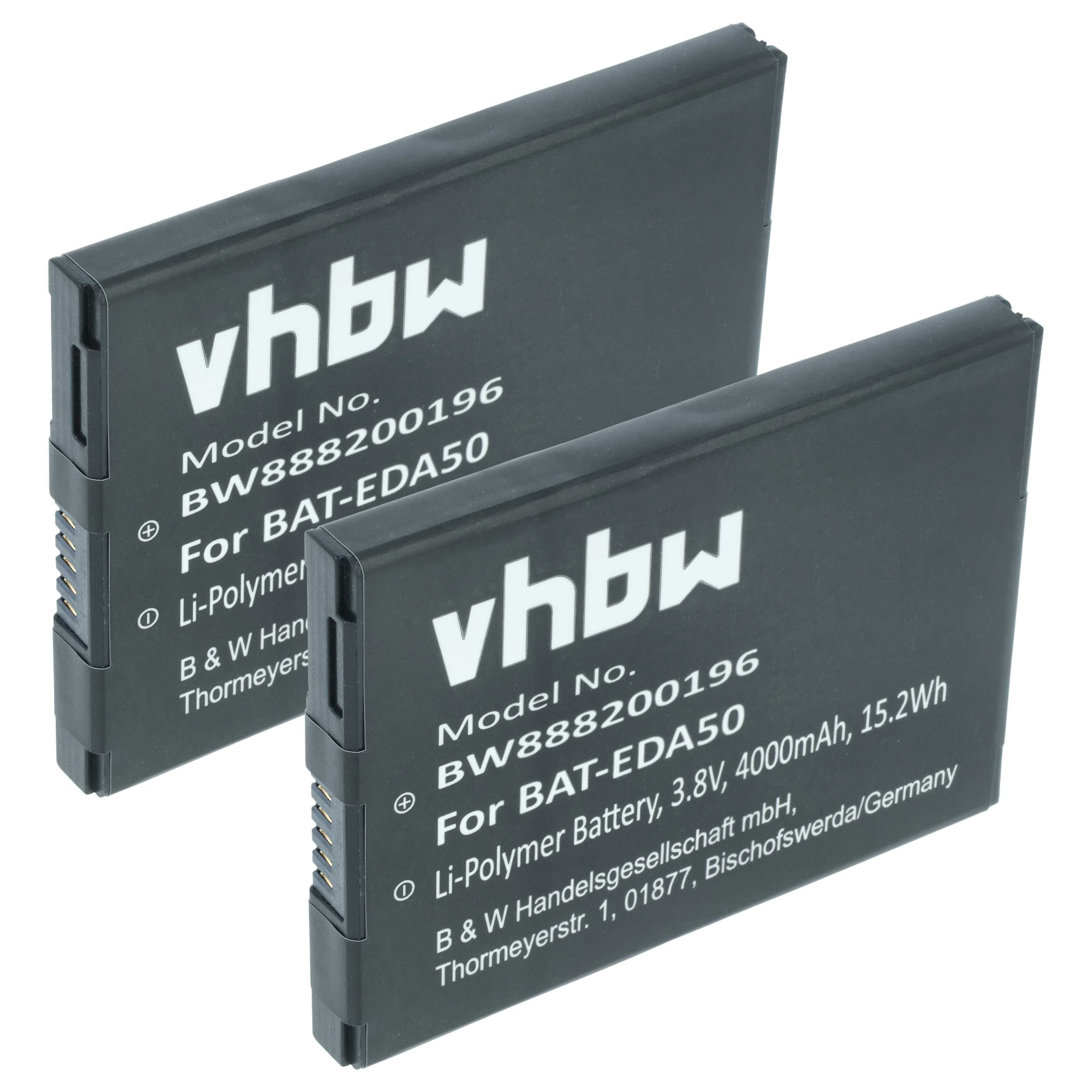 vhbw Akku Ersatz für Honeywell BATT-EDA40-1, BATT-EDA50K-1 für Barcode Akku Akku Li-Polymer 4000 mAh (3,8 V, 2 St), Leistungsfähige Austausch-Akkus für POS-Gerät, Wiederaufladbar, Jede