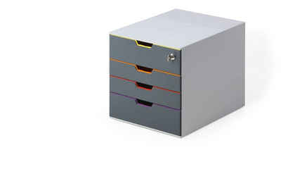 DURABLE Schubladenbox »VARICOLOR«, Durable 760627 Schubladenbox abschließbar (Varicolor 4 Safe) 4 Fächer, mit Etiketten zur Beschriftung, mehrfarbig