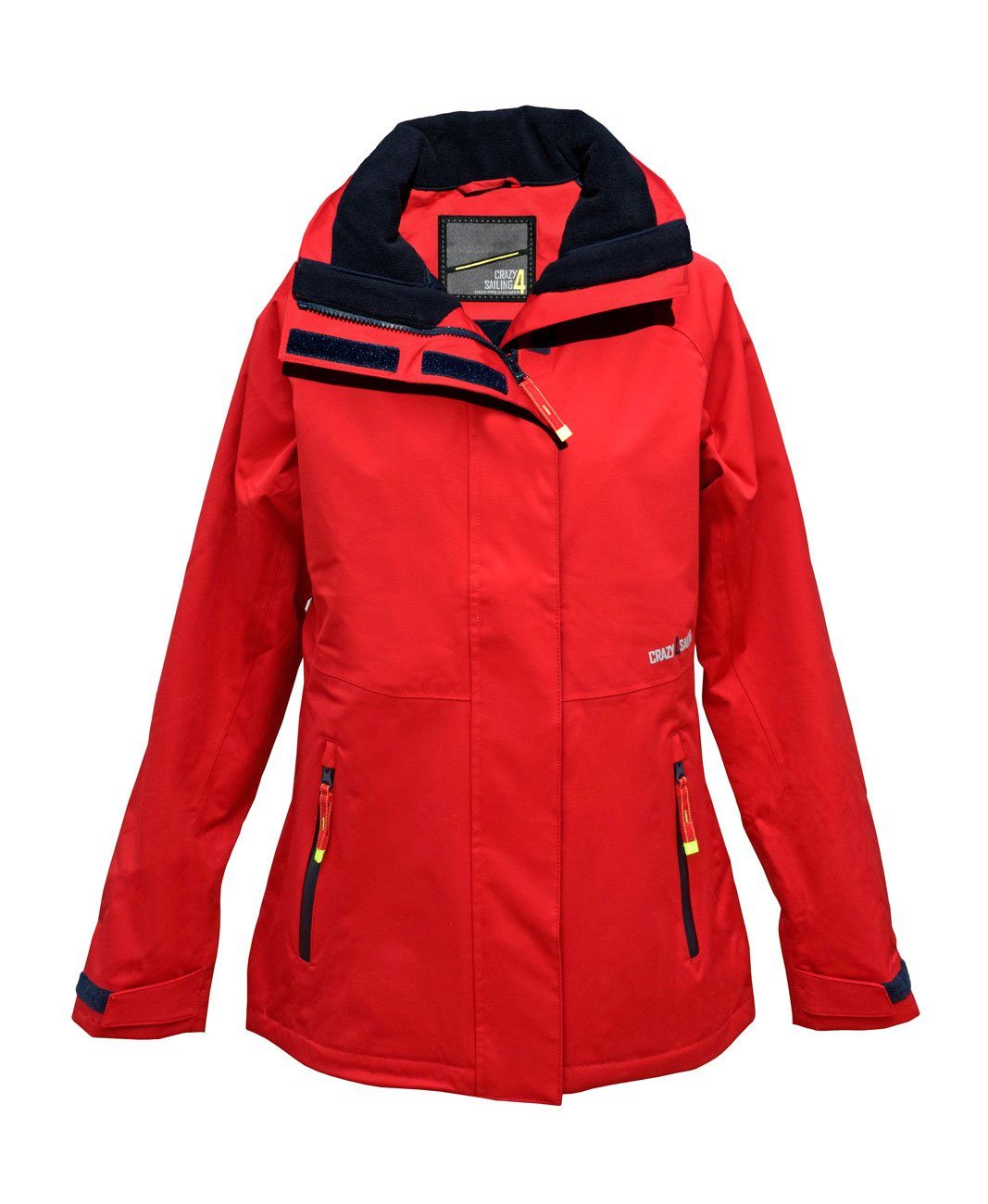 crazy4sailing Outdoorjacke Brisbane mit Kapuze einrollbarer wasserdichte red Segeljacke