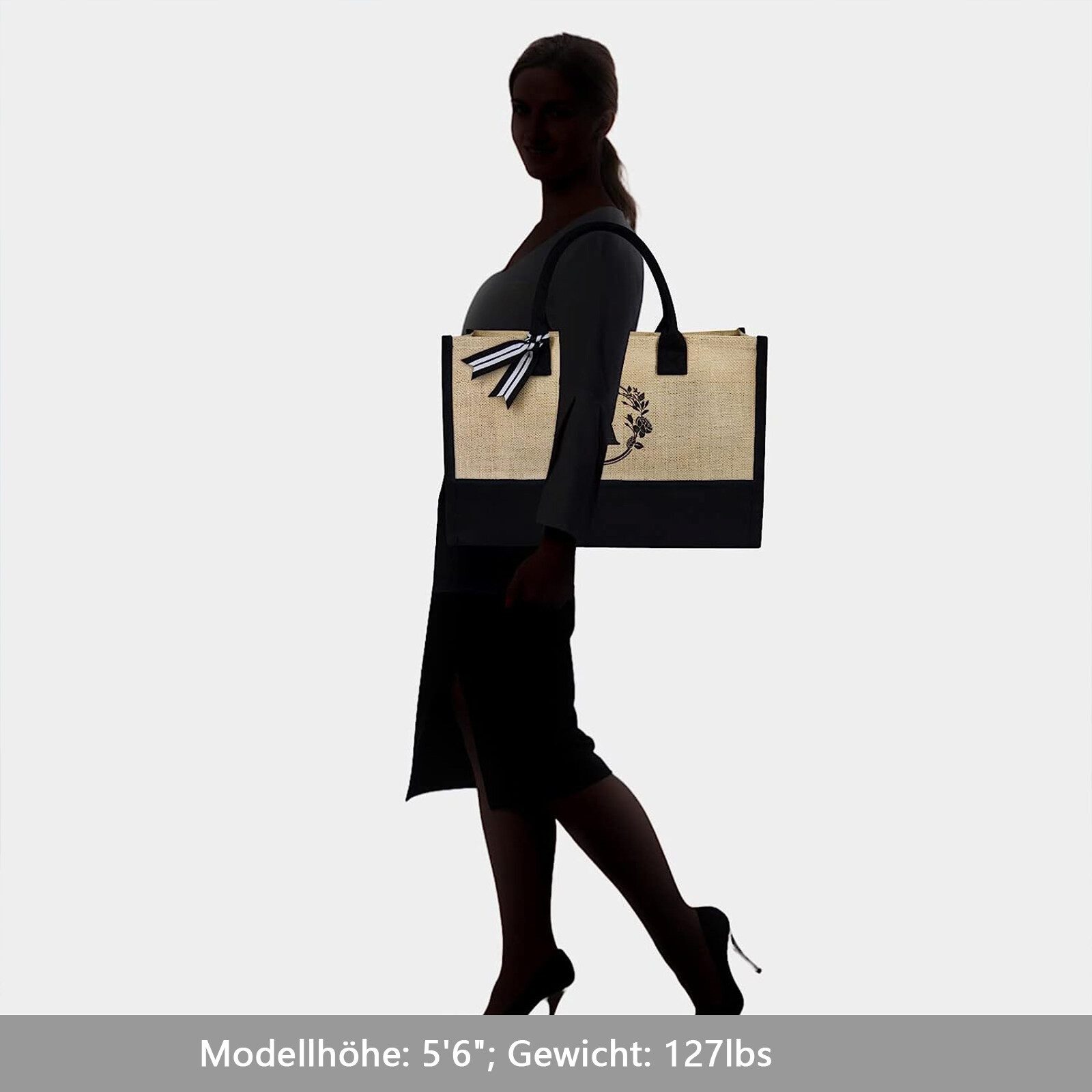 HAUSS SPOLE Henkeltasche Freizeittasche Tragetasche Canvas Einkaufstasche (Zeitungskorb Einkaufstasche Shopper Shopping Bag mit Top Griff, Schultertasche, Einkaufsshopper, Unitasche, Einkaufskorb), für Damen Frauen Jungen Freizeit Arbeit Business Schule Büro Einkaufen