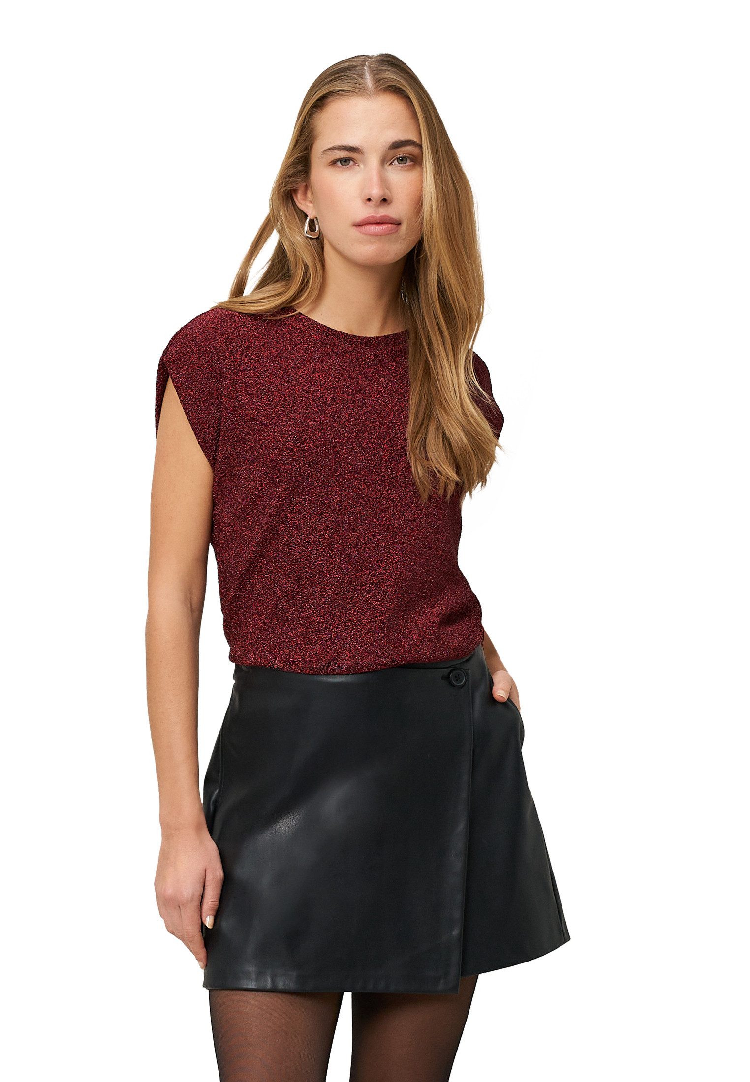 Zero Kurzarmshirt Damen Glitzershirt mit Rundhalsausschnitt (1-tlg) Plain/ohne Details